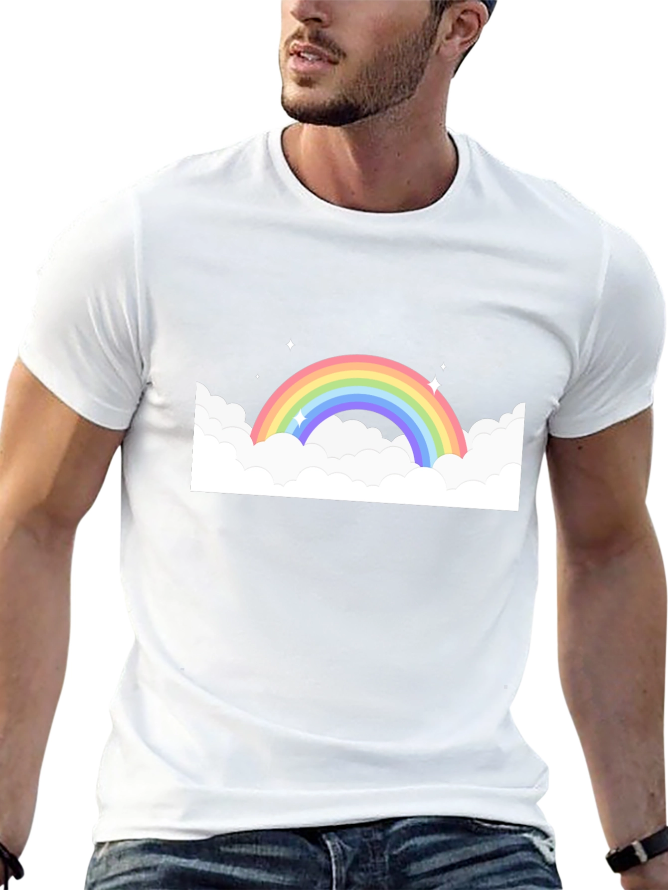 Rainbow Cloud Graphic Black Tee