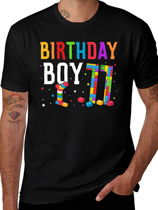 Birthday Boy 11 T-Shirt - Colorful Building Block Design
