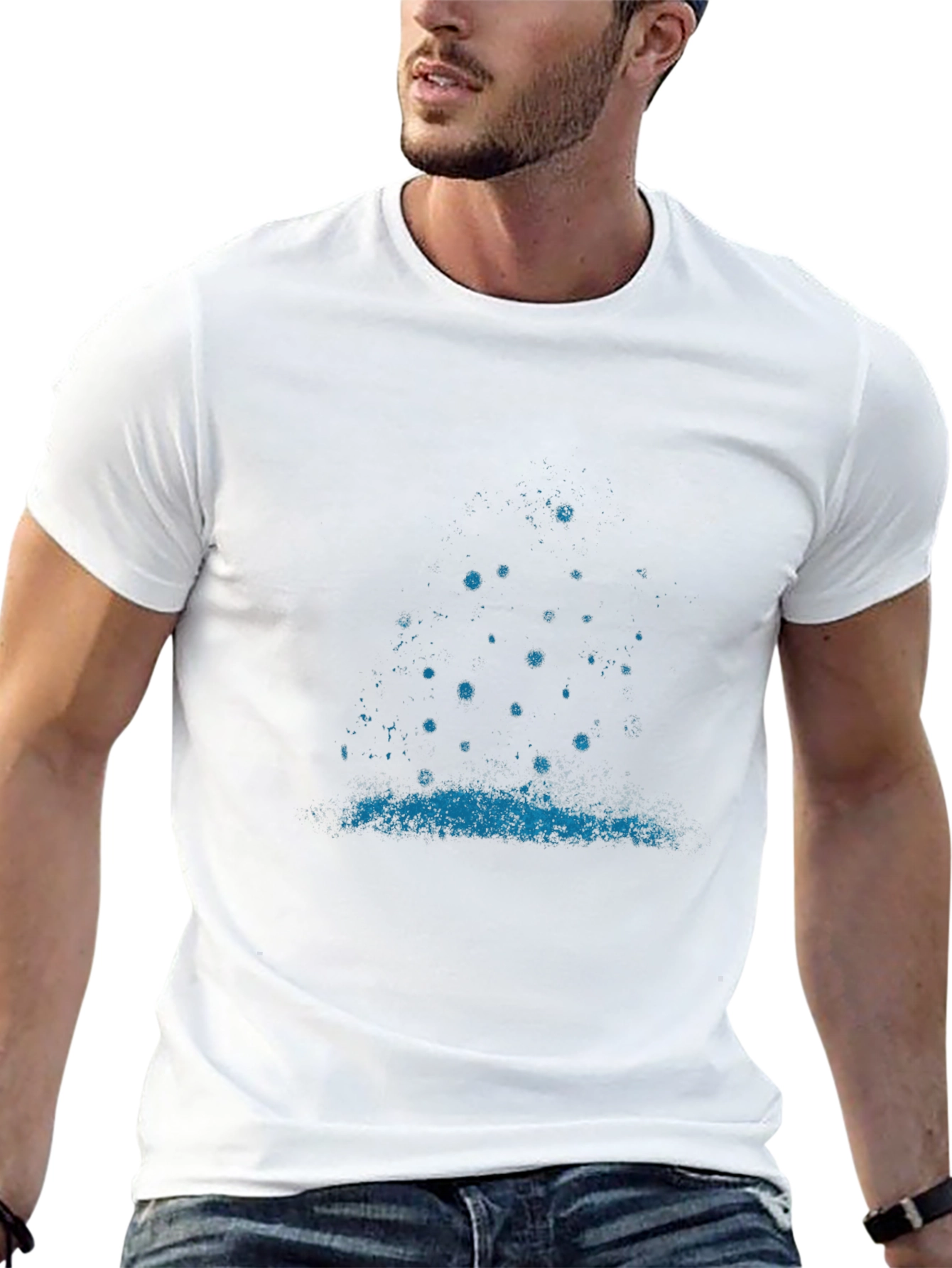 Mens Graphic Tee - Blue Splatter Design - Black