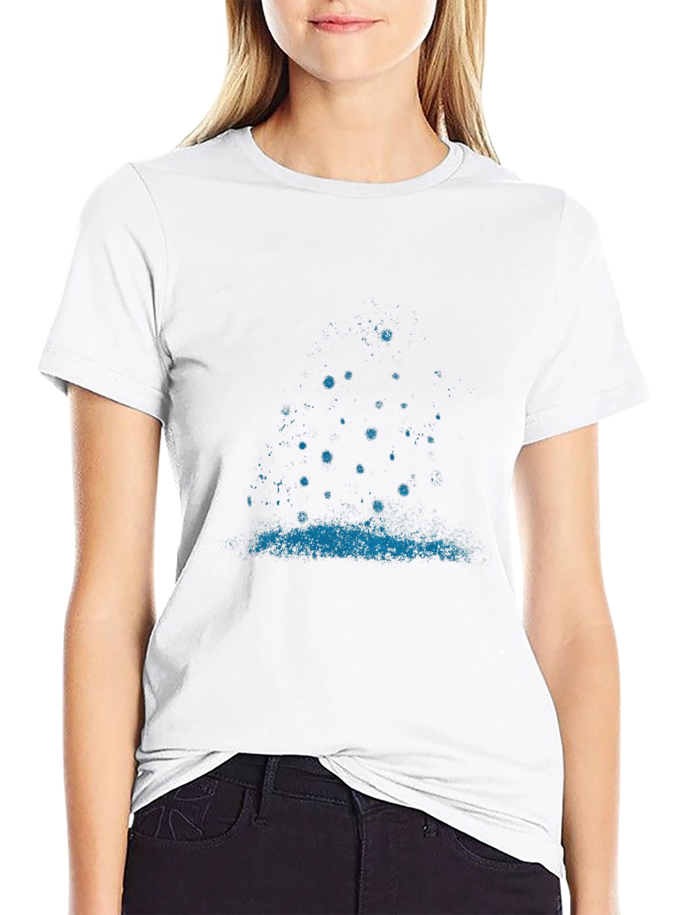 Mens Graphic Tee - Blue Splatter Design - Black