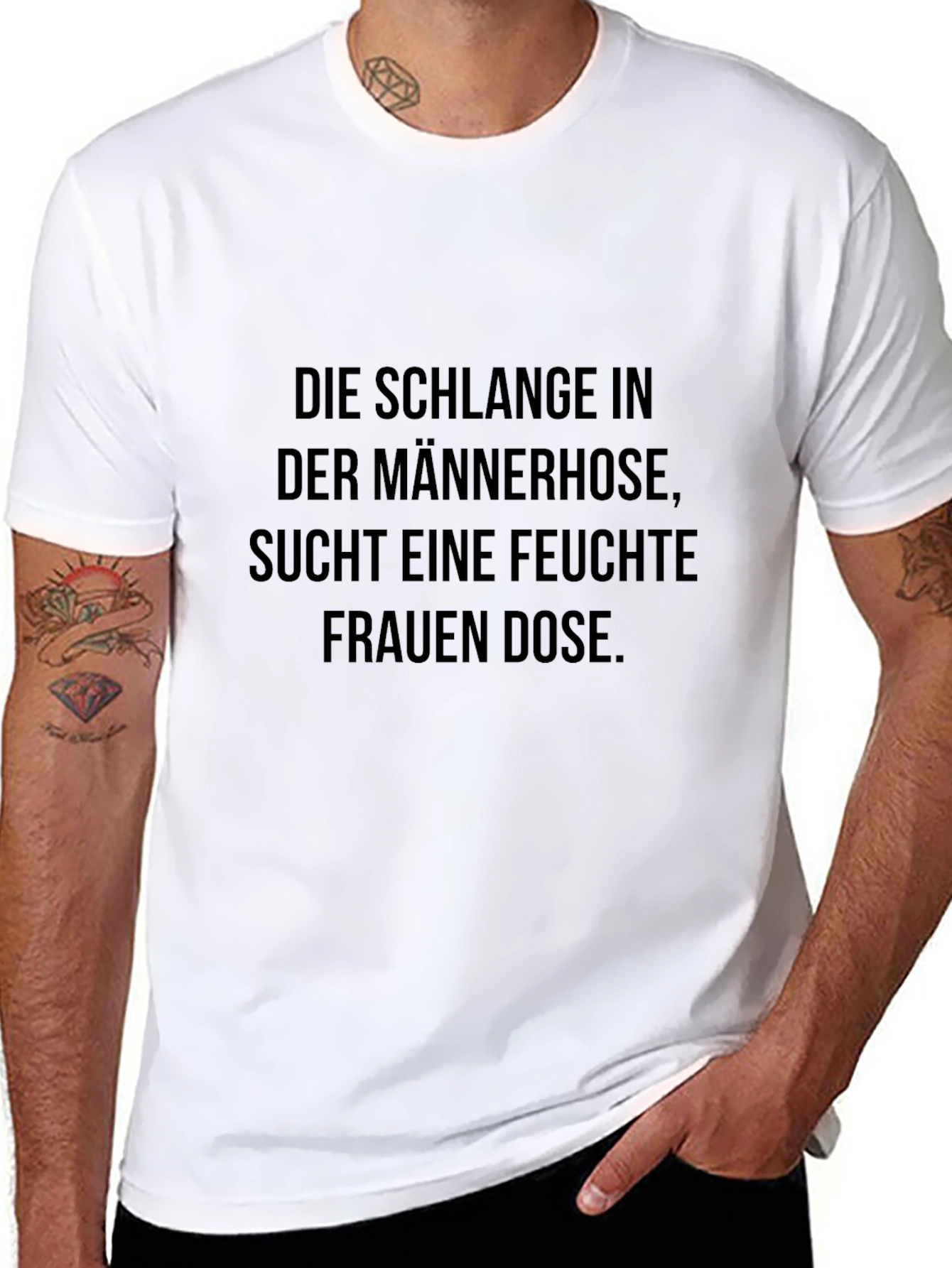 Mens Black T-Shirt with German Text