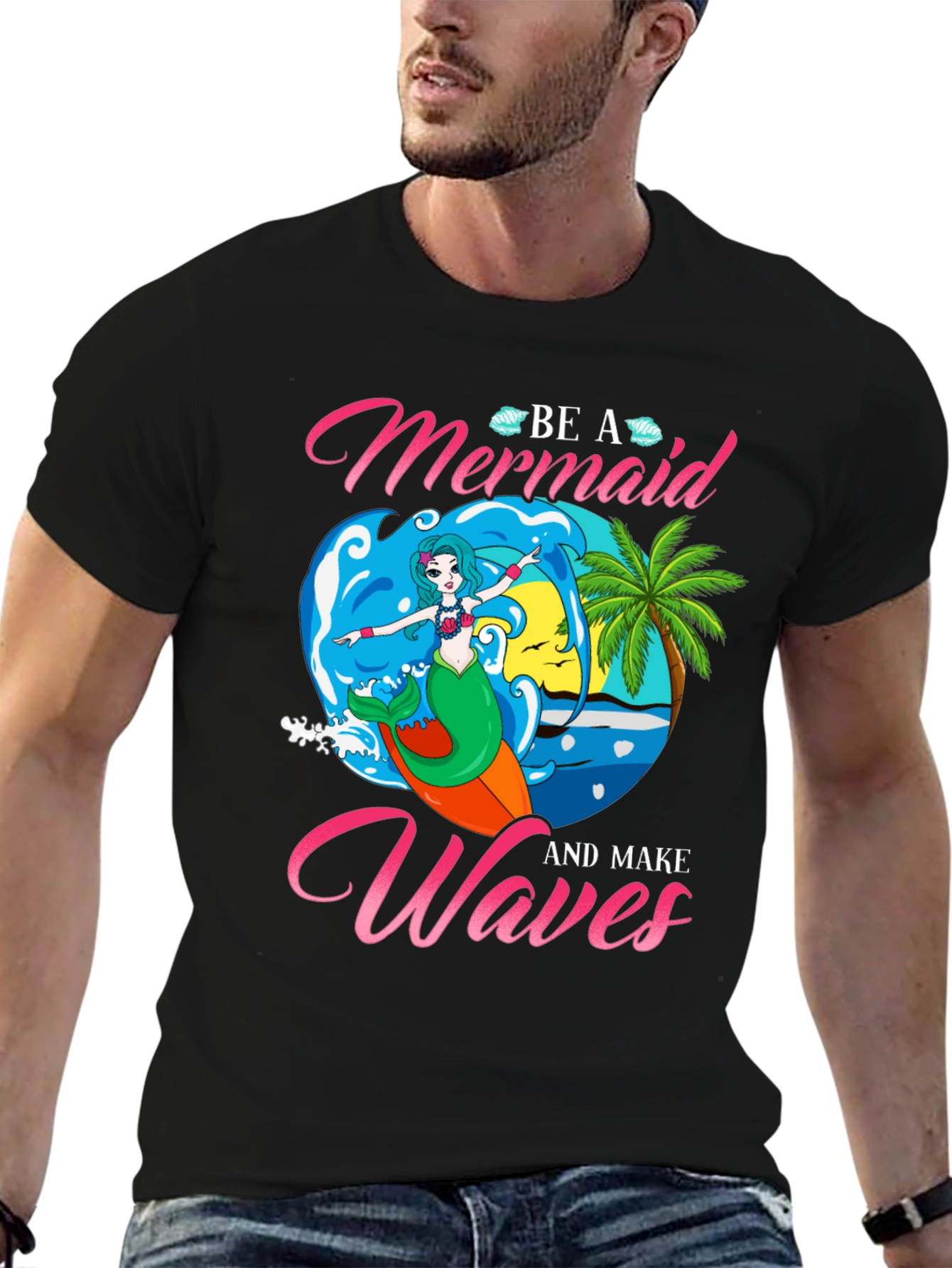 Mermaid Waves Graphic T-Shirt