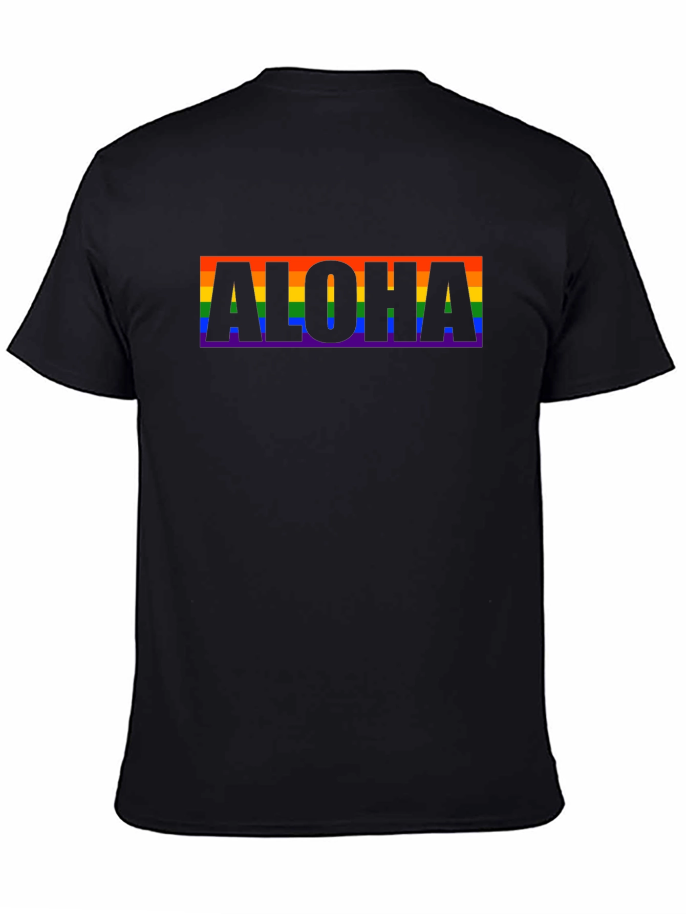 Aloha Rainbow Pride Graphic Tee - Black Cotton T-Shirt