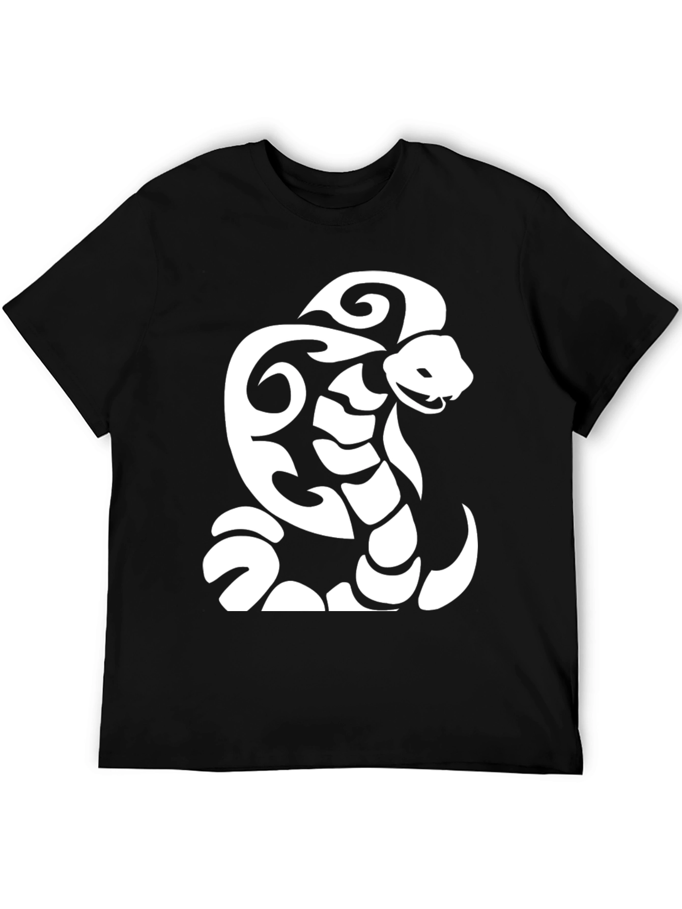 Black T-Shirt with Tribal Snake Design