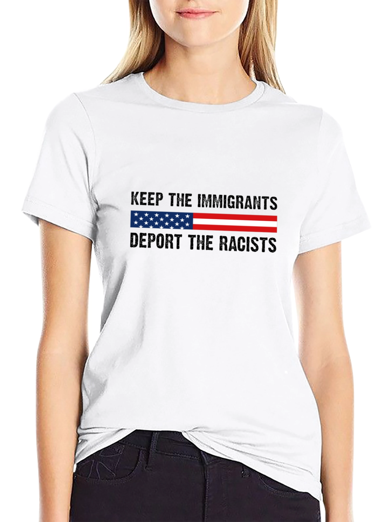Keep Immigrants Deport Racists Graphic T-Shirt