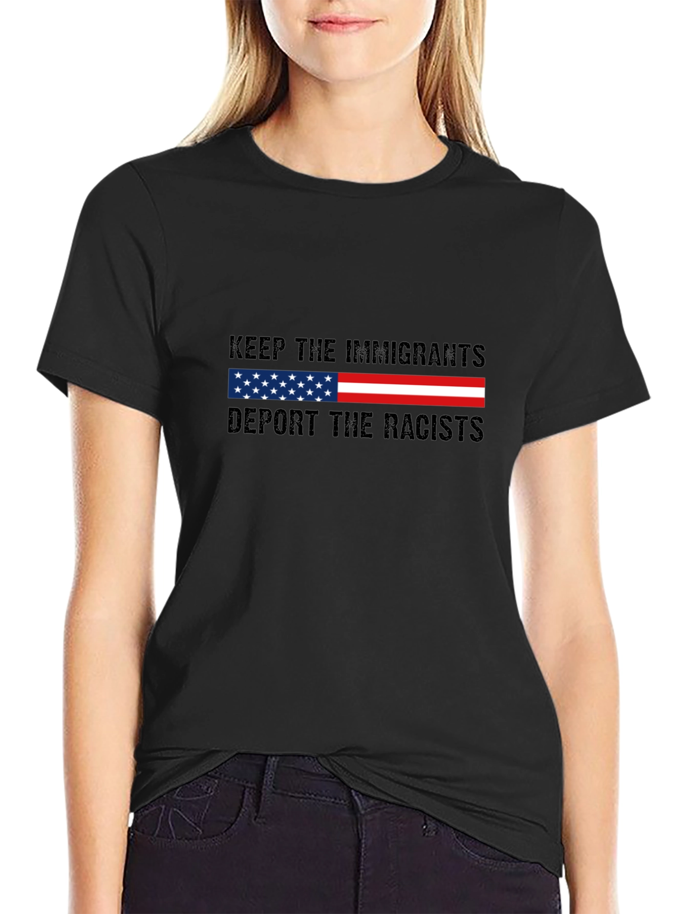 Keep Immigrants Deport Racists Graphic T-Shirt