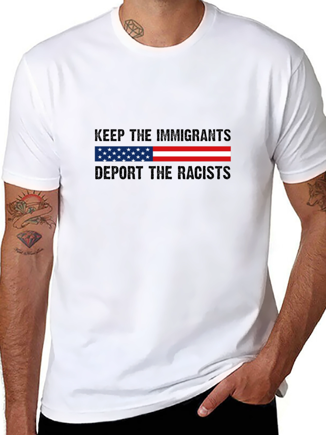 Keep Immigrants Deport Racists Graphic T-Shirt