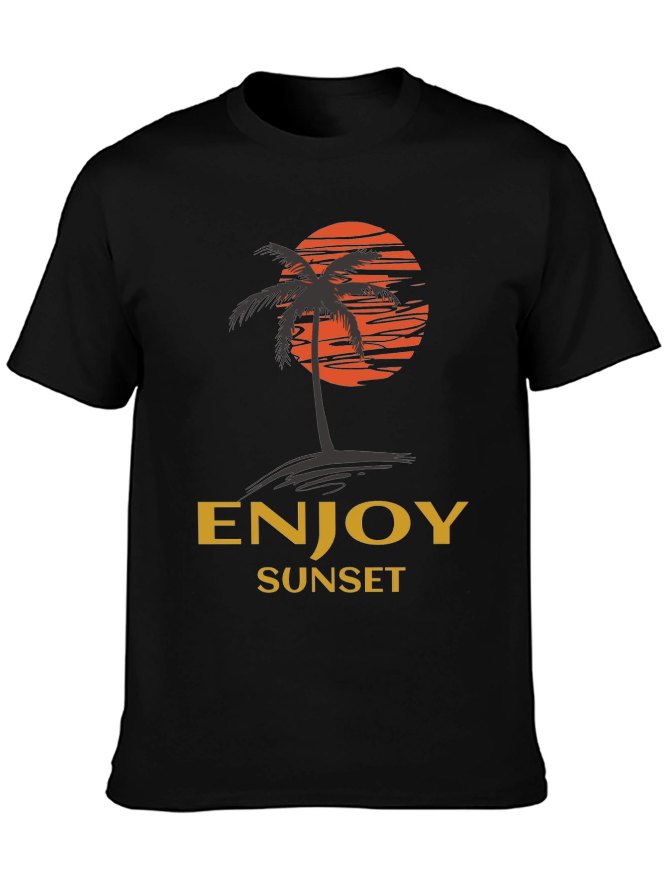 Enjoy Sunset Graphic Tee | Relaxed Fit Black T-Shirt