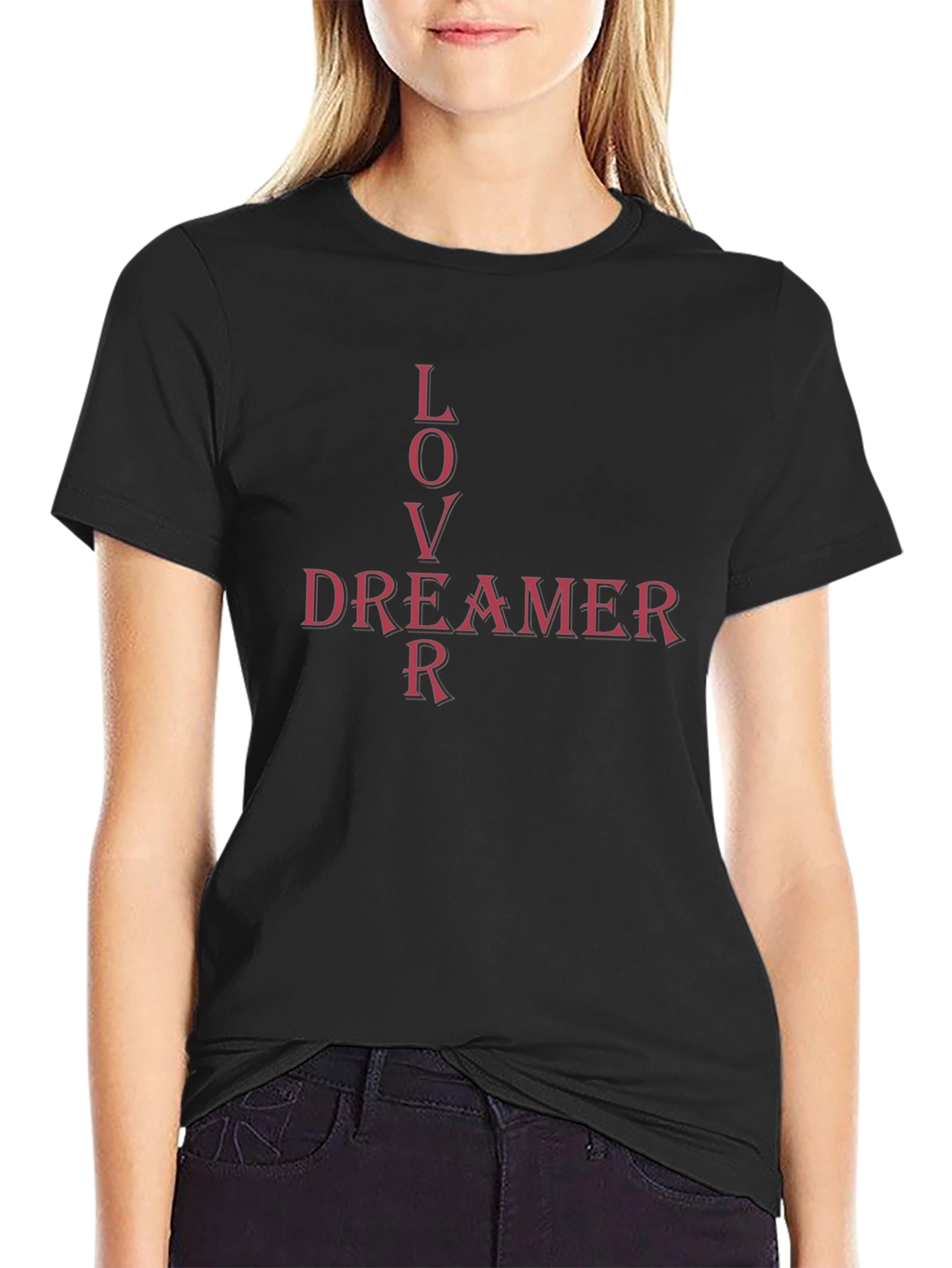 Lover Dreamer Graphic Tee - Casual Black T-Shirt
