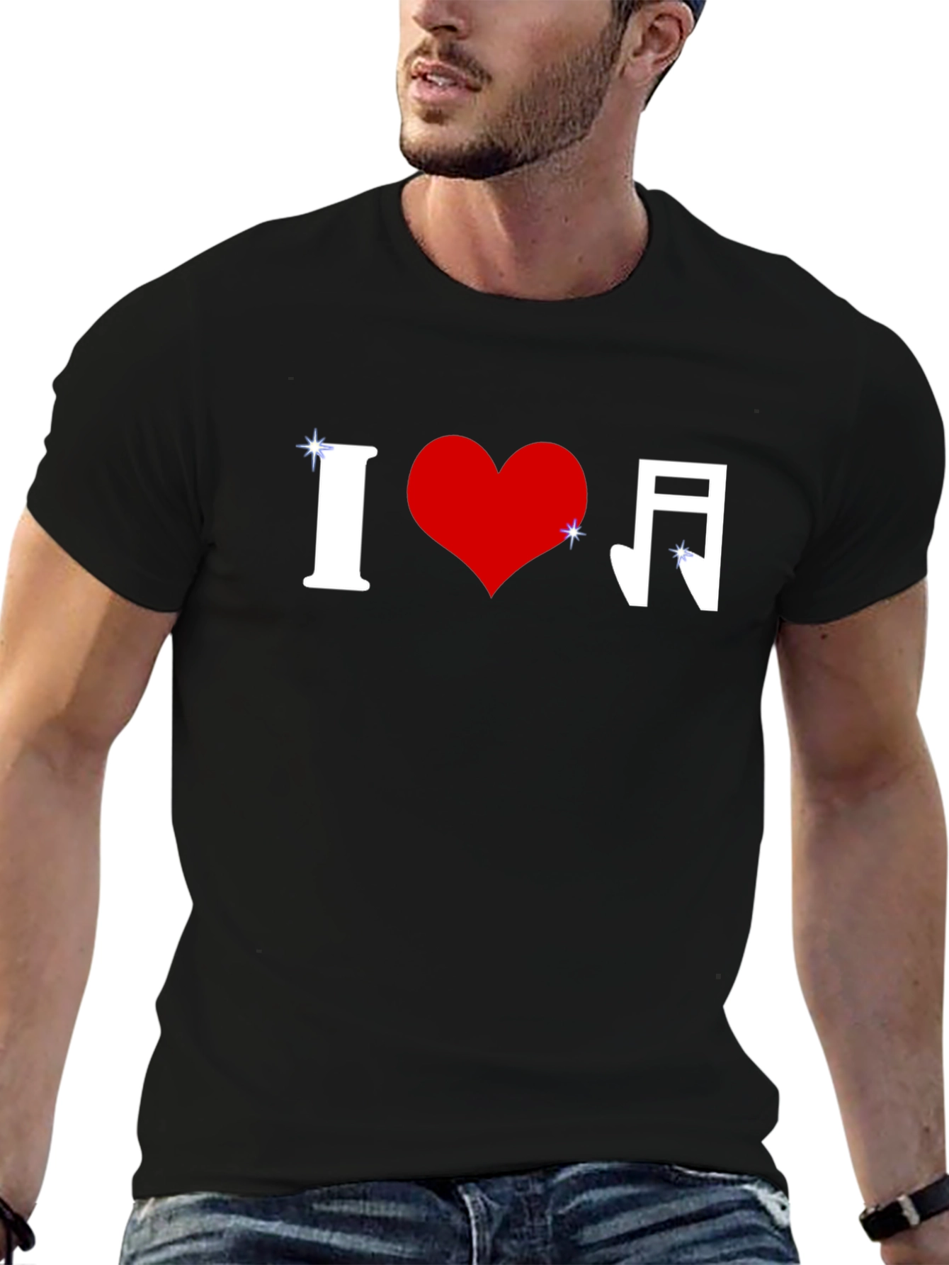 I Love Music Graphic Tee - Stylish Black T-Shirt