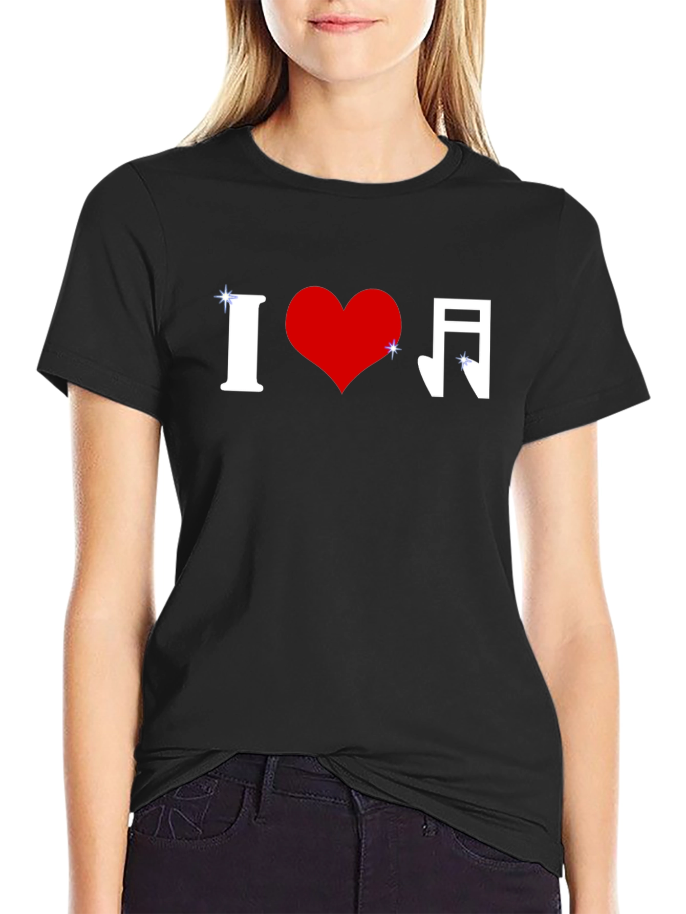 I Love Music Graphic Tee - Stylish Black T-Shirt