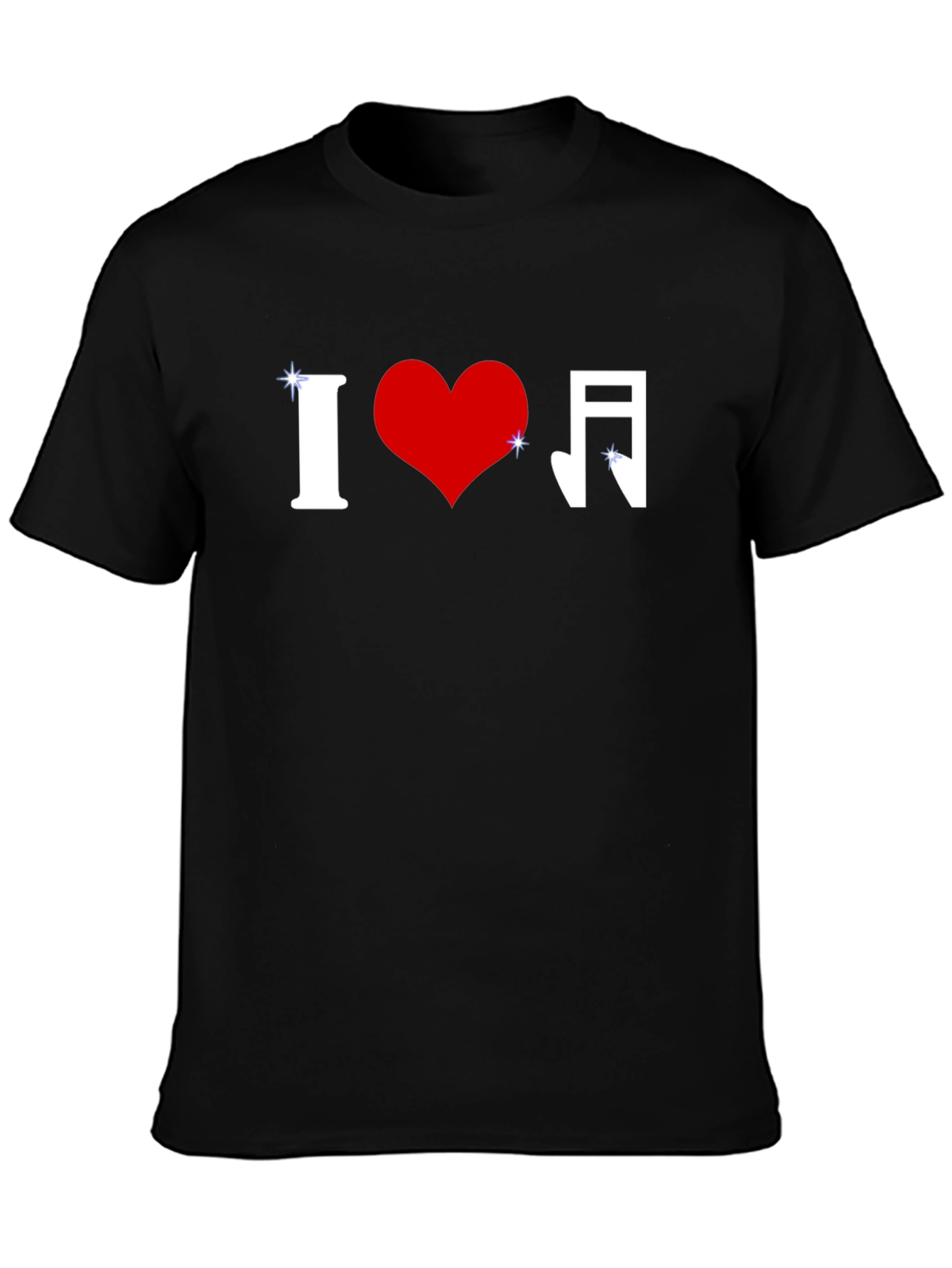 I Love Music Graphic Tee - Stylish Black T-Shirt