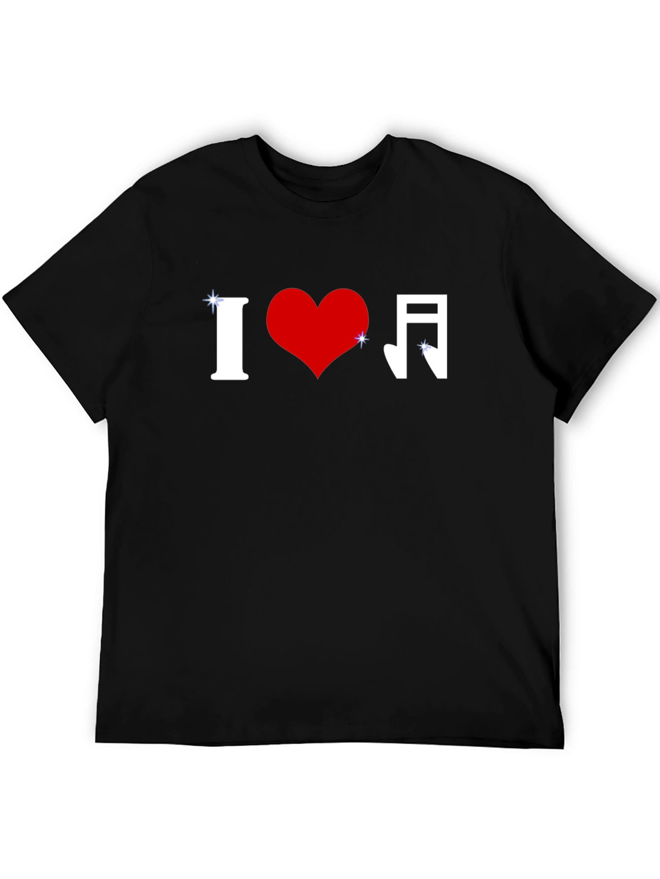 I Love Music Graphic Tee - Stylish Black T-Shirt