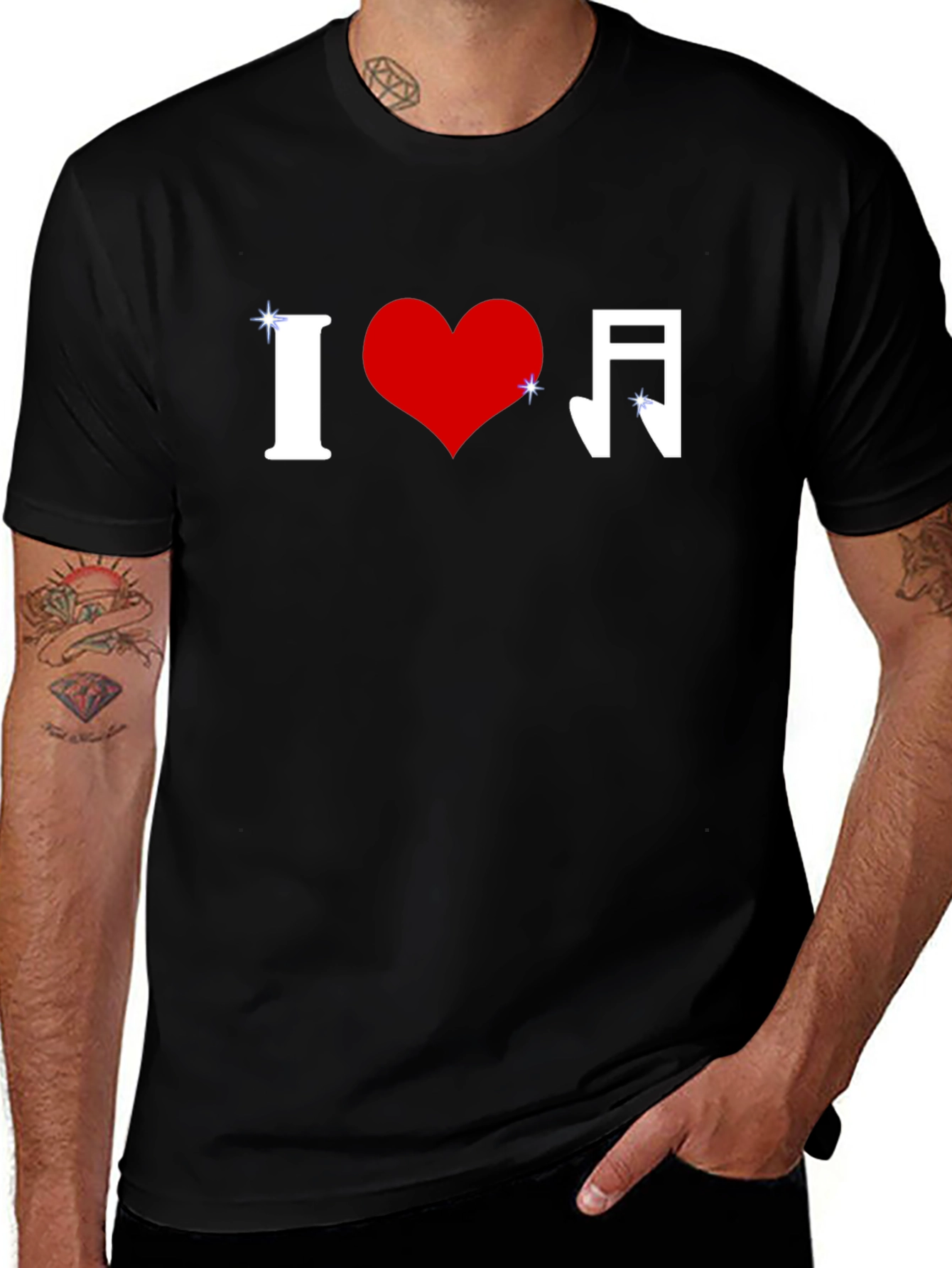 I Love Music Graphic Tee - Stylish Black T-Shirt