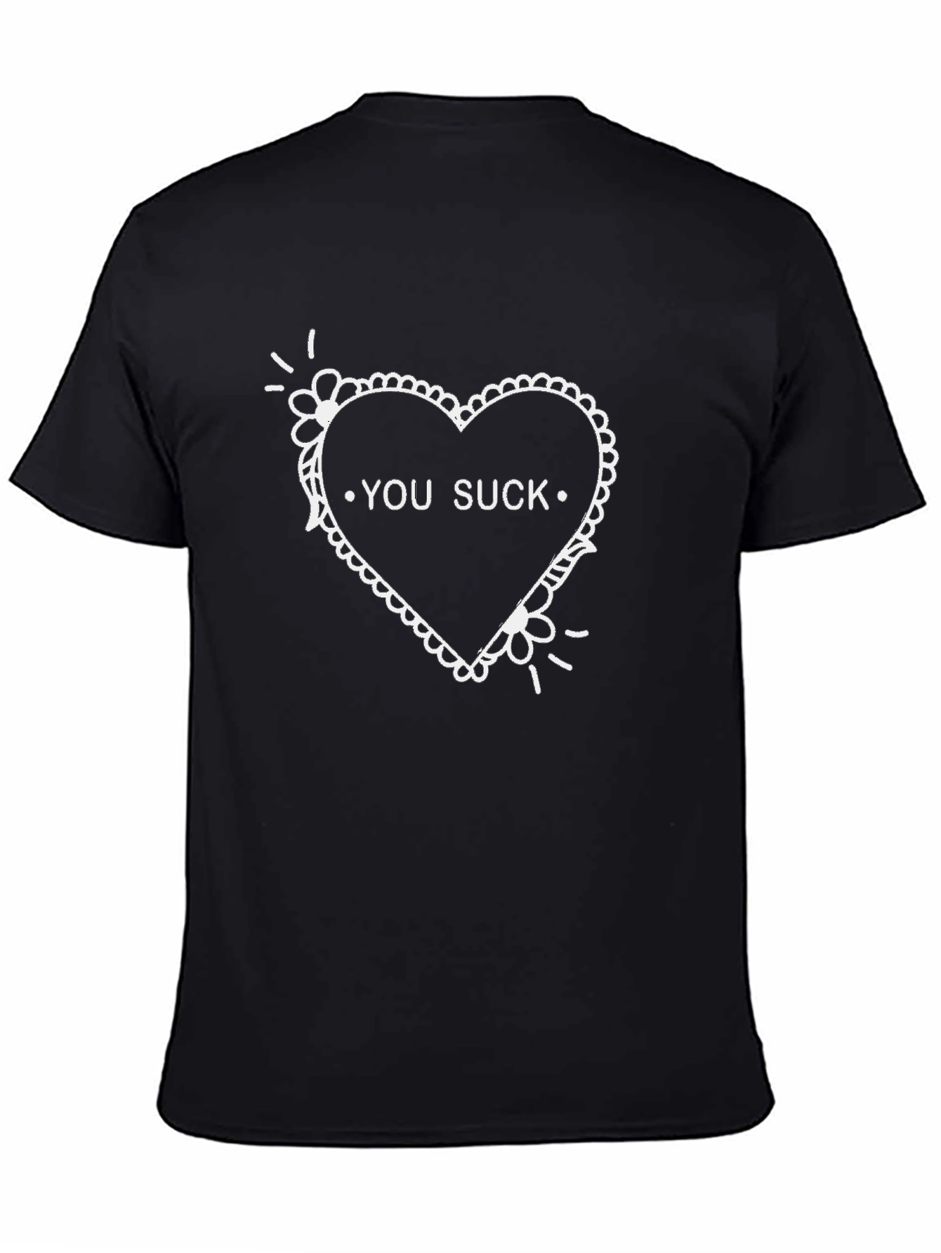 You Suck Heart Graphic Tee - Black Casual T-Shirt