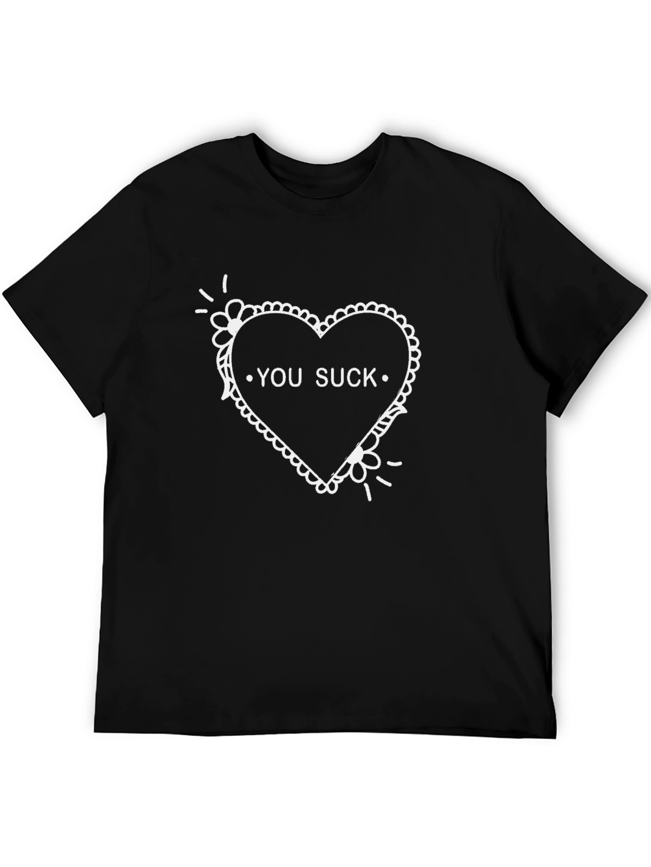 You Suck Heart Graphic Tee - Black Casual T-Shirt