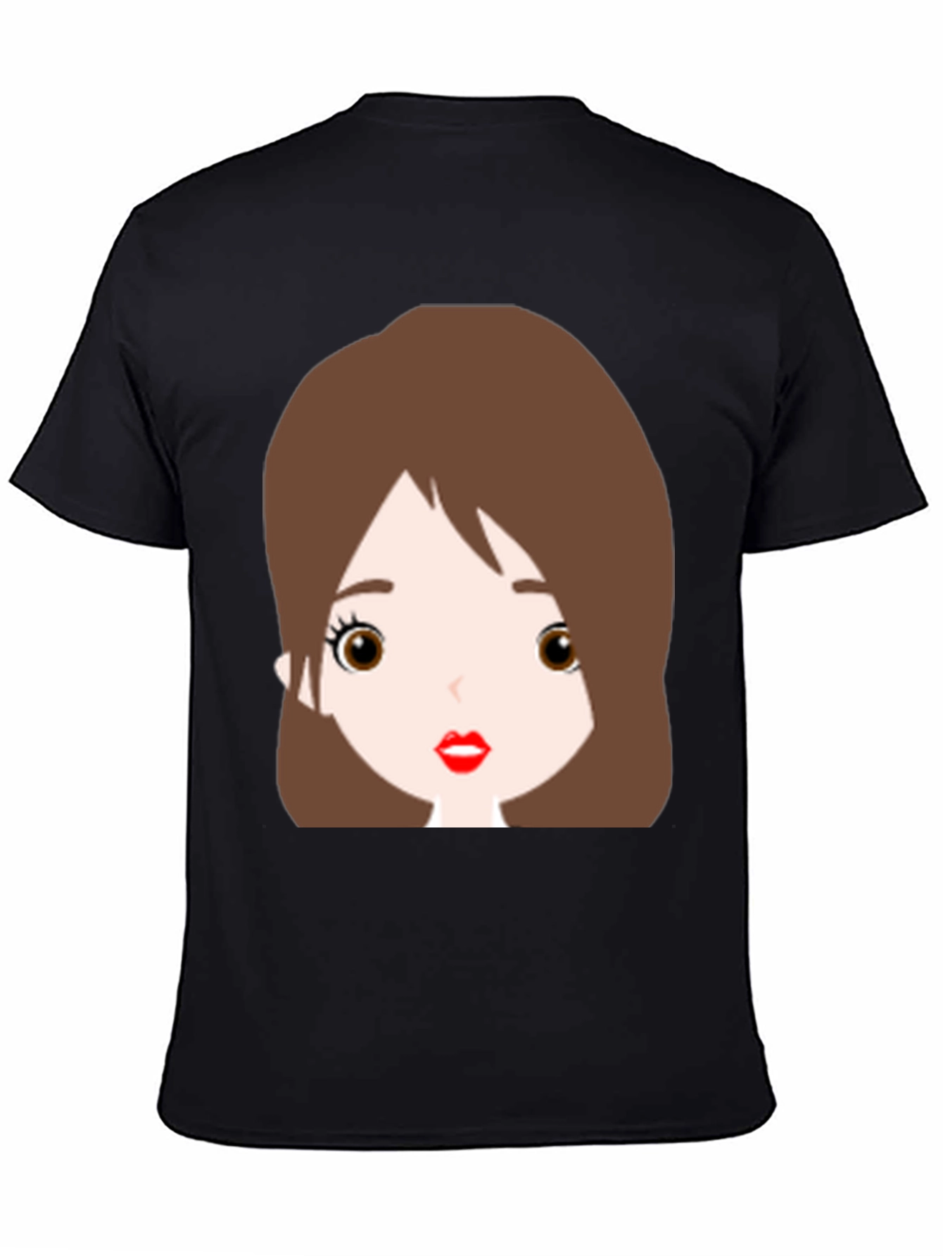 Cute Cartoon Girl Graphic Black T-Shirt