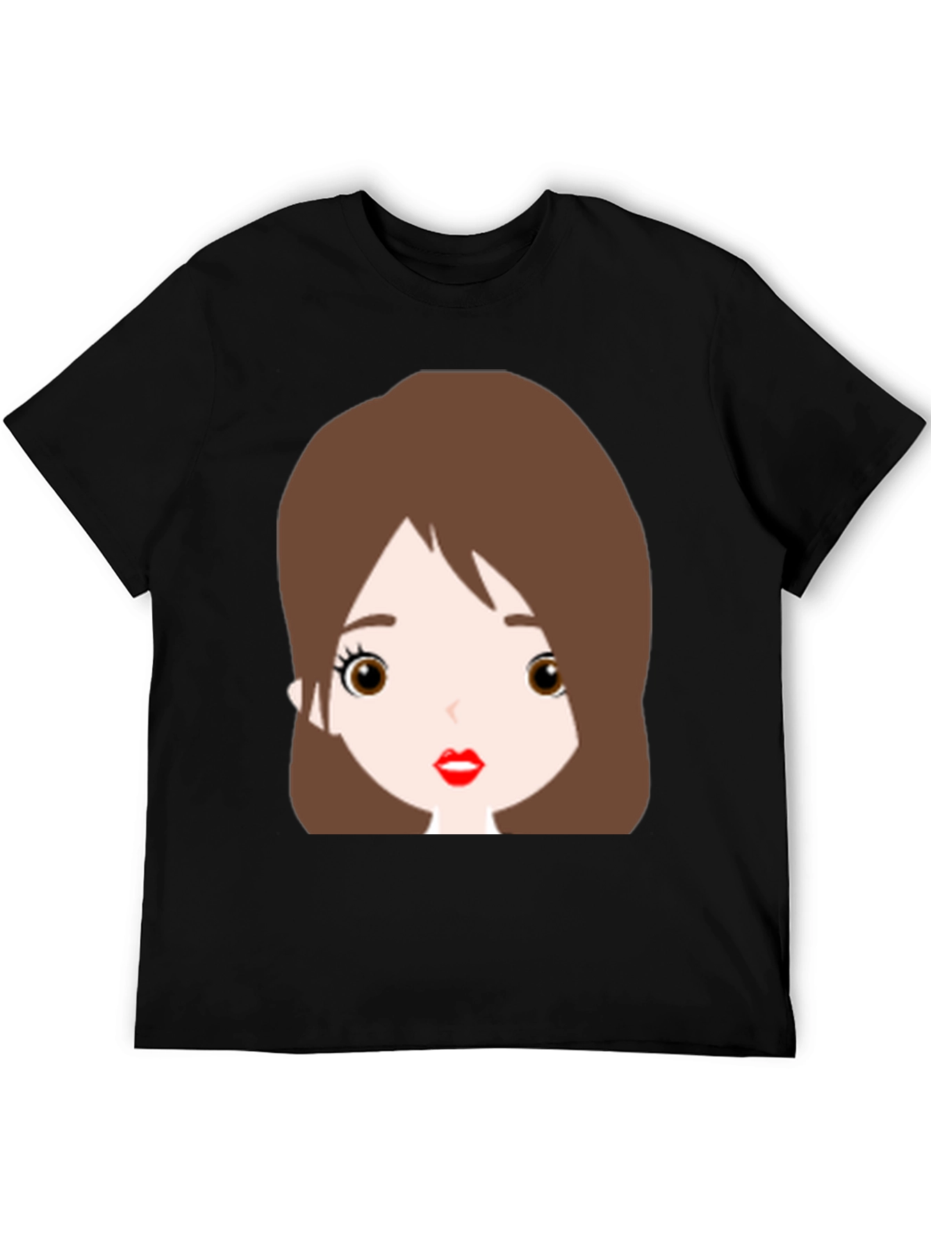 Cute Cartoon Girl Graphic Black T-Shirt