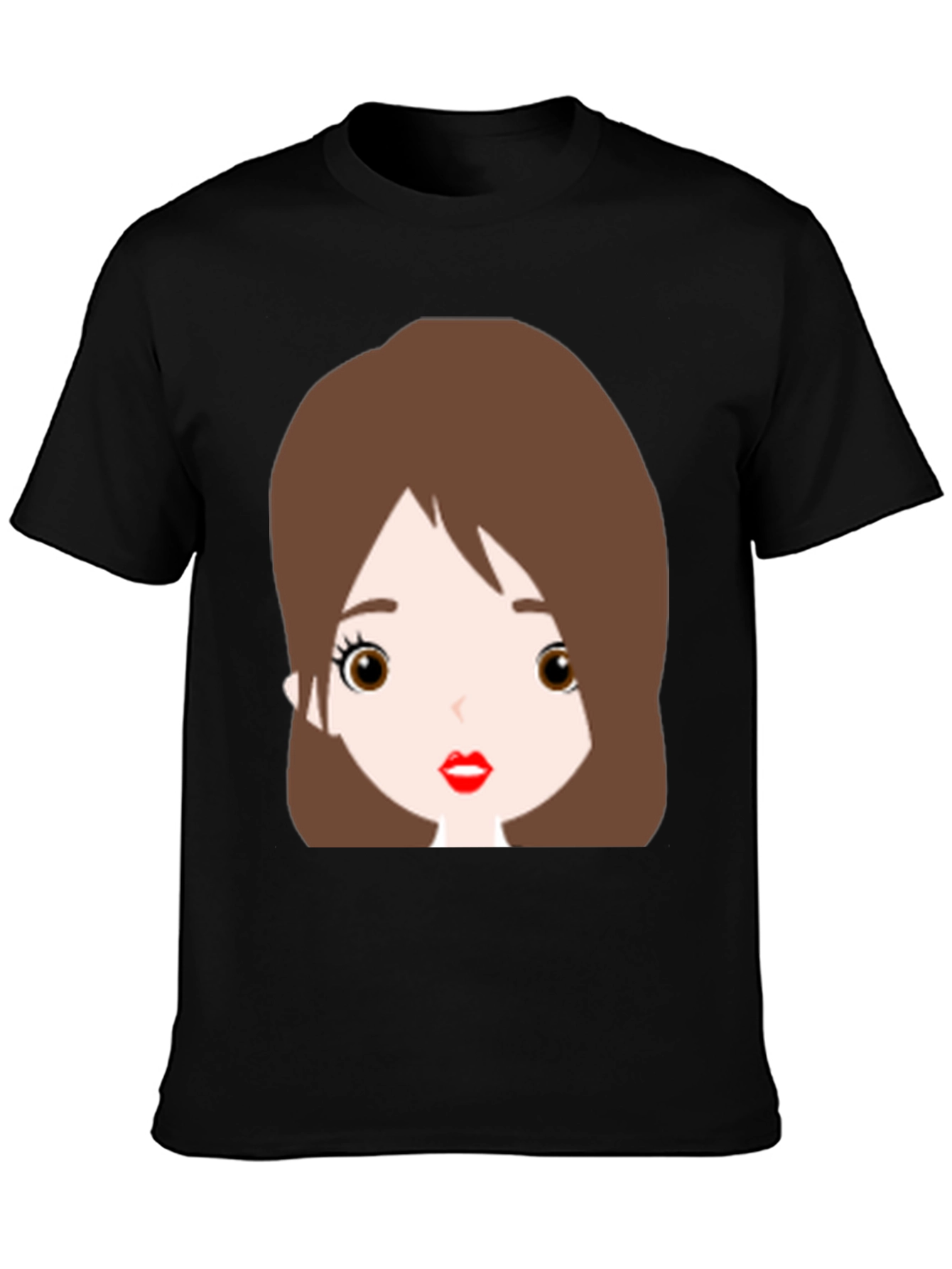Cute Cartoon Girl Graphic Black T-Shirt