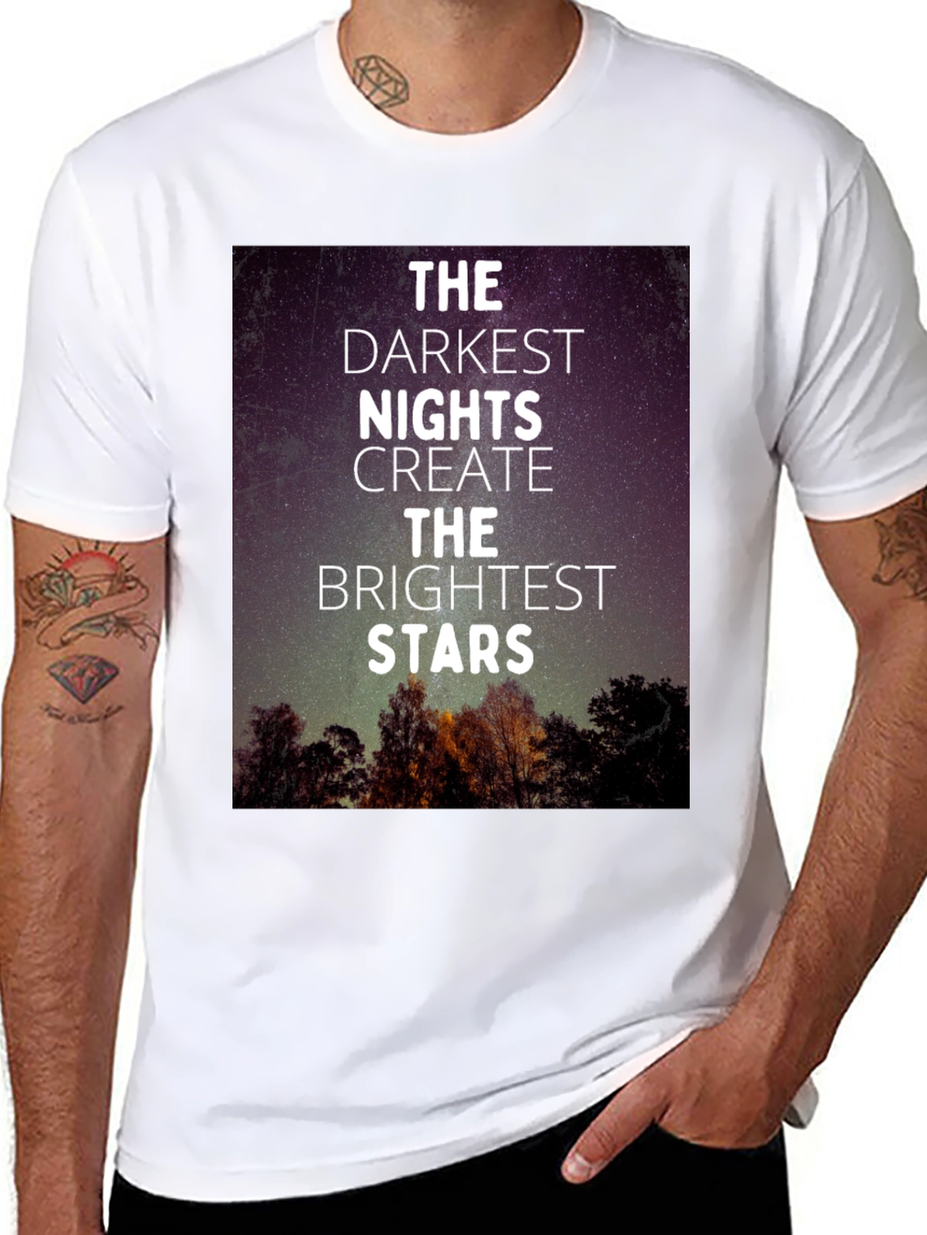 Inspirational Darkest Nights Brightest Stars Black T-Shirt