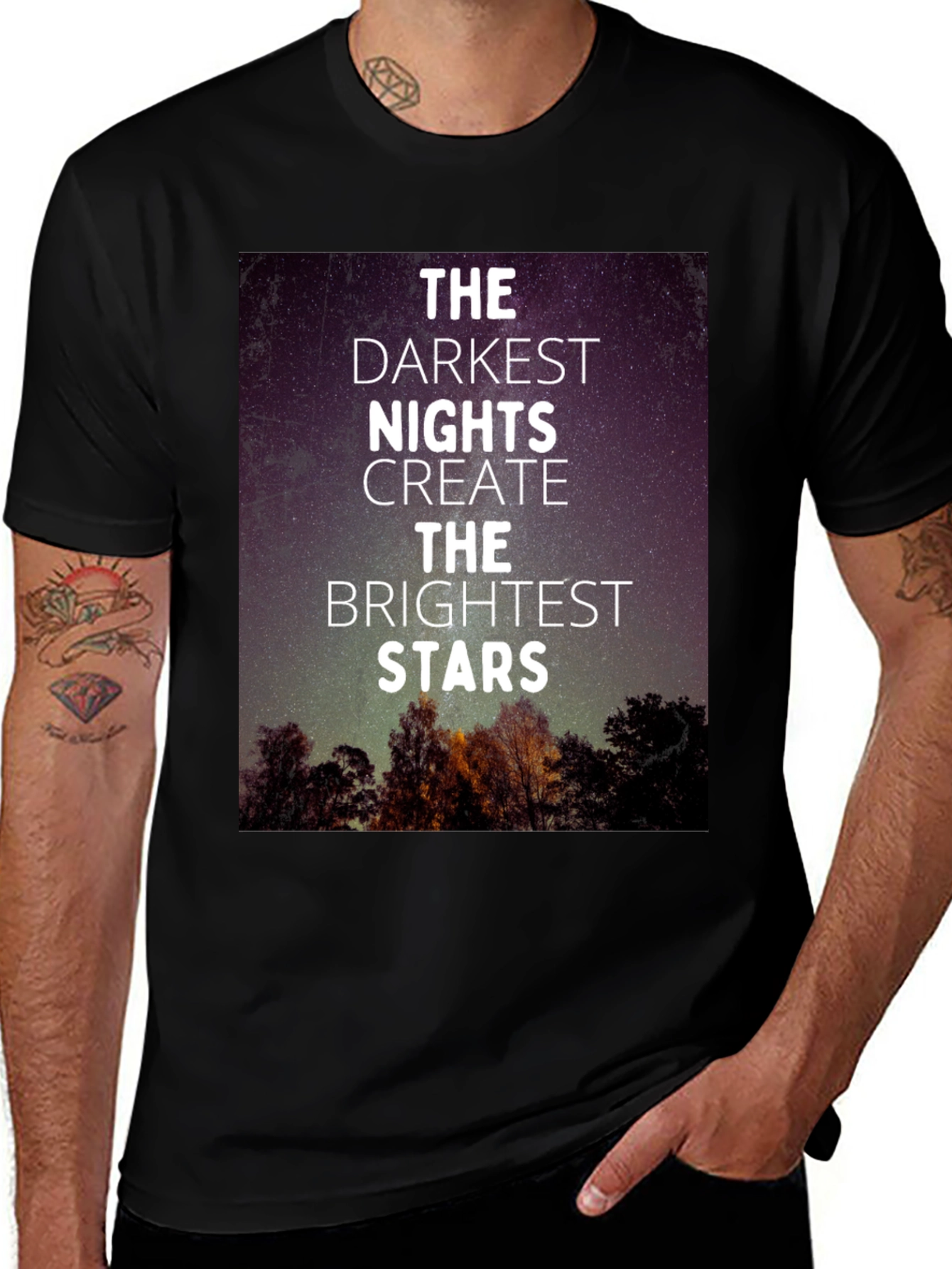 Inspirational Darkest Nights Brightest Stars Black T-Shirt