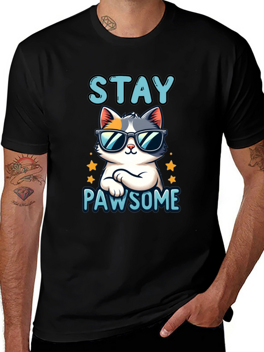 Stay Pawsome Cat T-Shirt