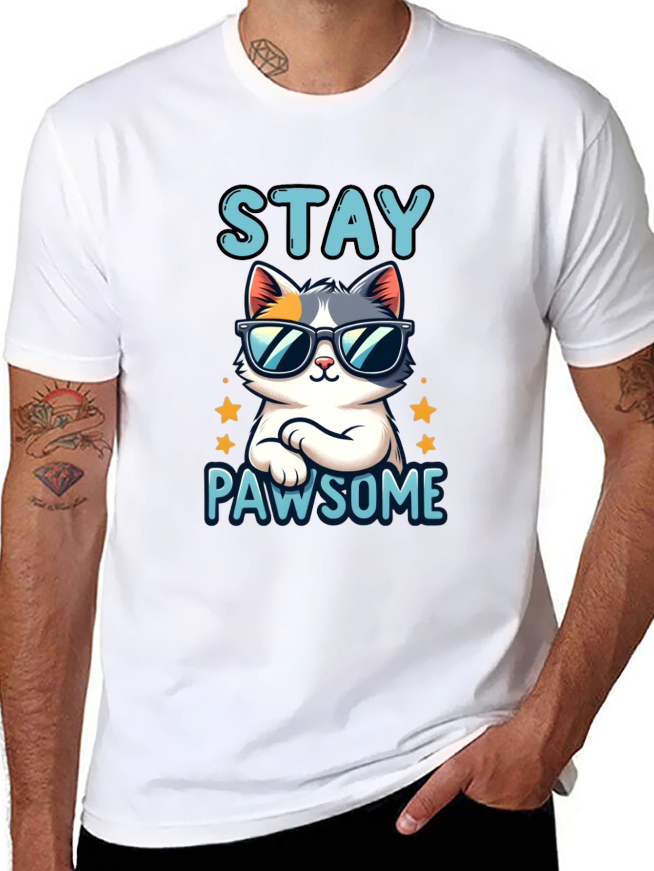 Stay Pawsome Cat T-Shirt