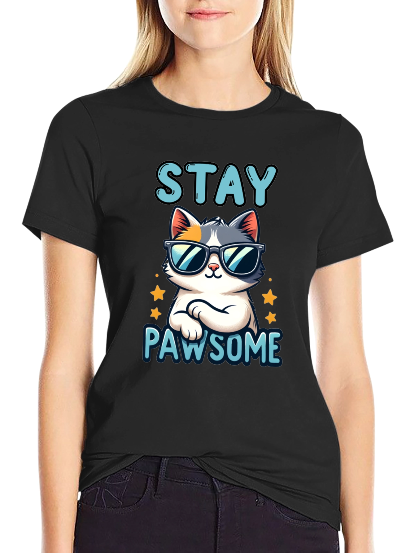 Stay Pawsome Cat T-Shirt