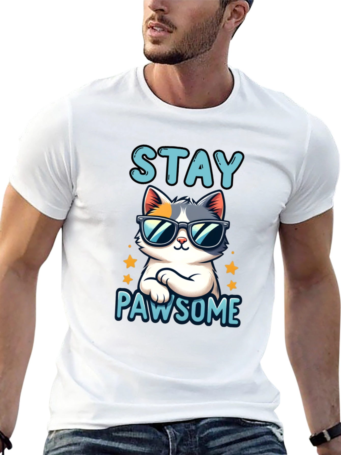 Stay Pawsome Cat T-Shirt