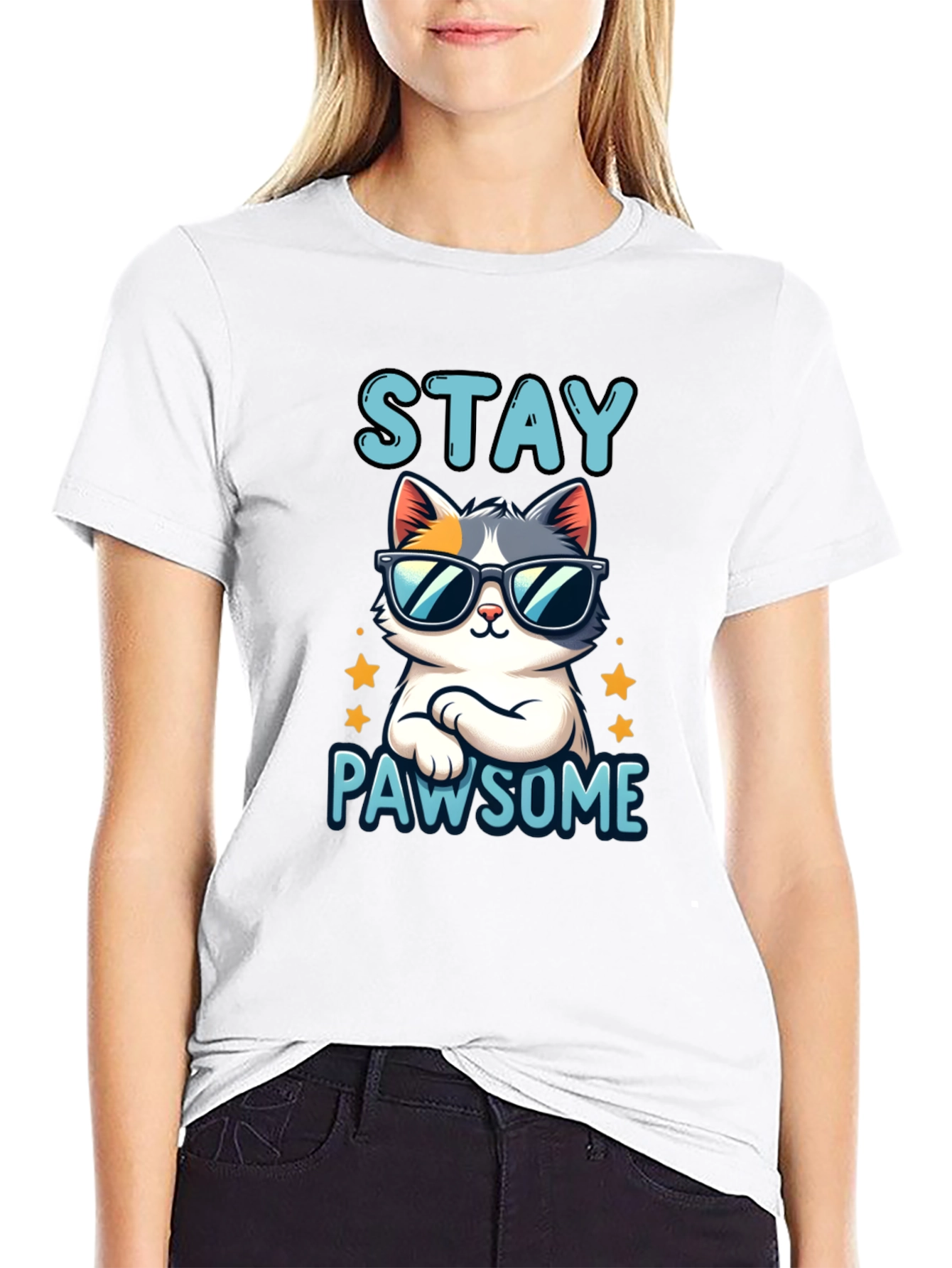 Stay Pawsome Cat T-Shirt