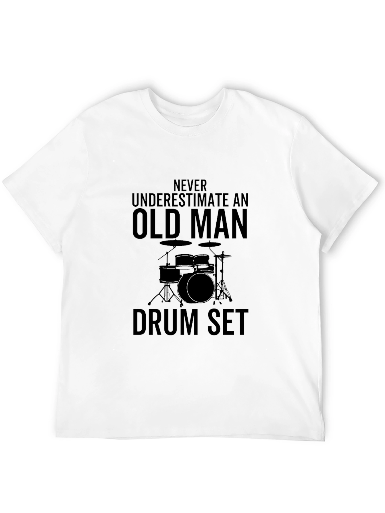 Old Man Drum Set Black T-Shirt