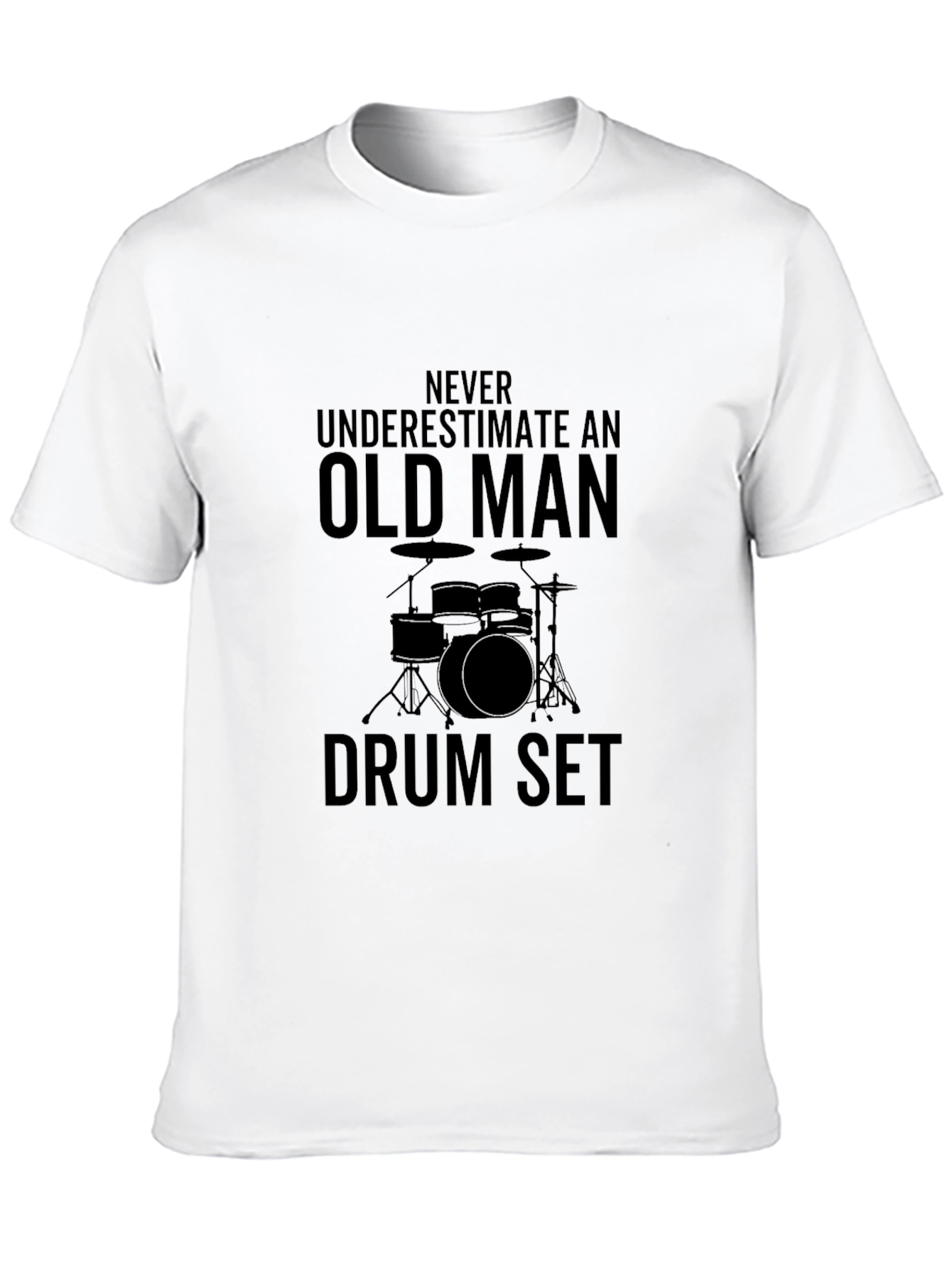 Old Man Drum Set Black T-Shirt