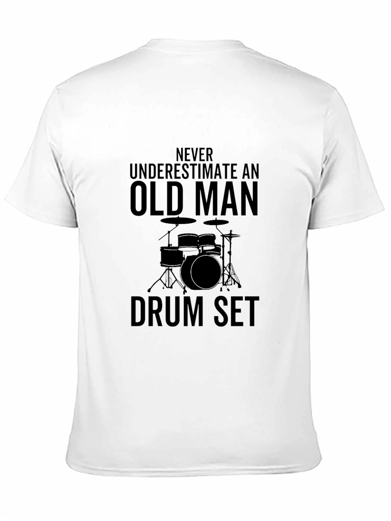 Old Man Drum Set Black T-Shirt