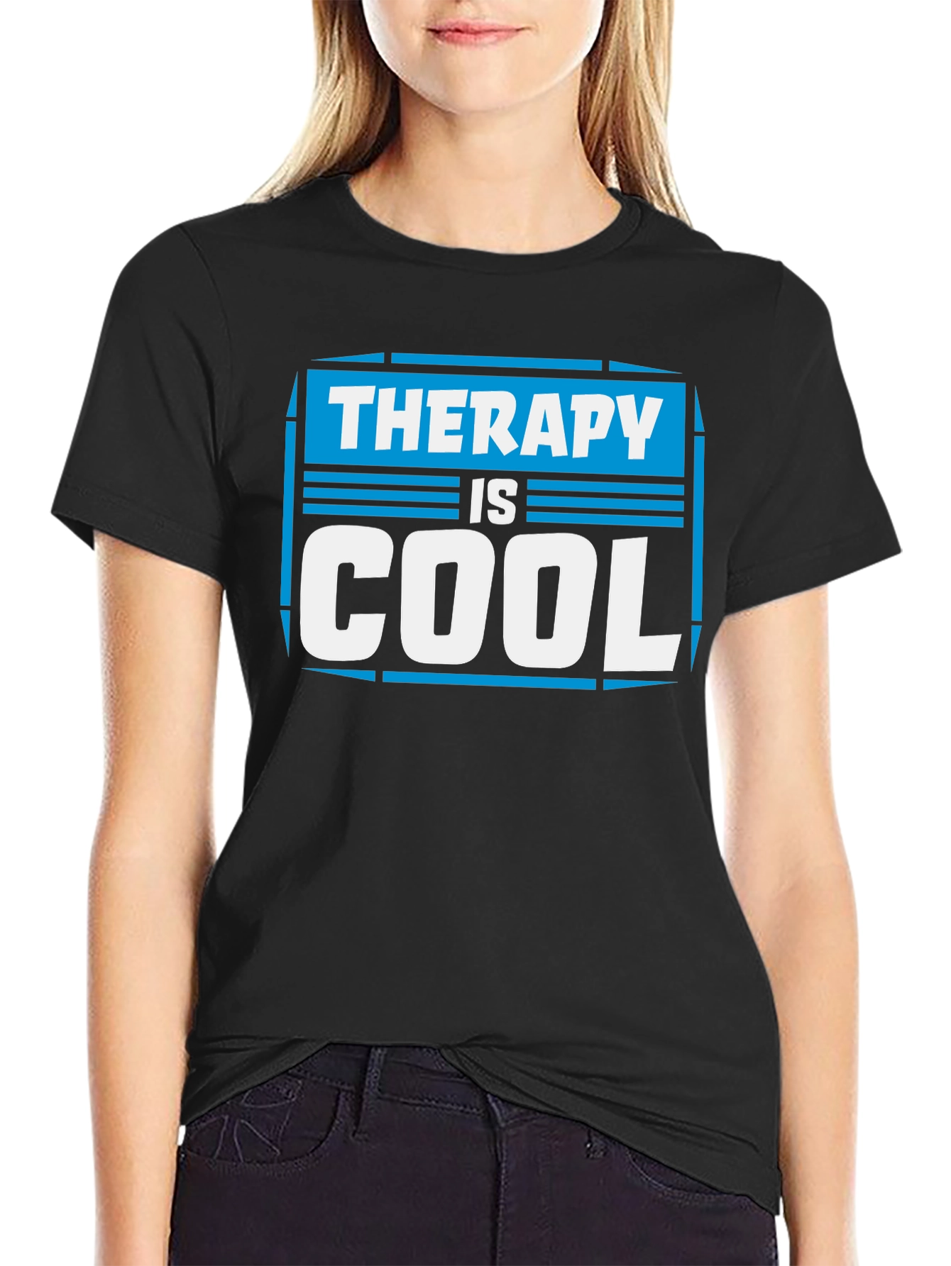 Therapy is Cool Graphic T-Shirt - Black