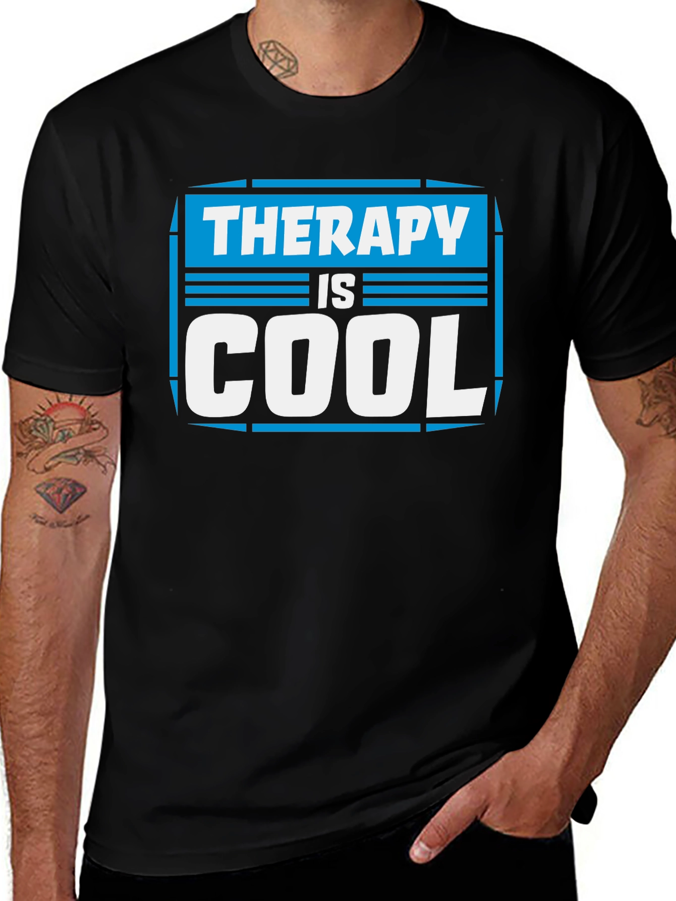 Therapy is Cool Graphic T-Shirt - Black