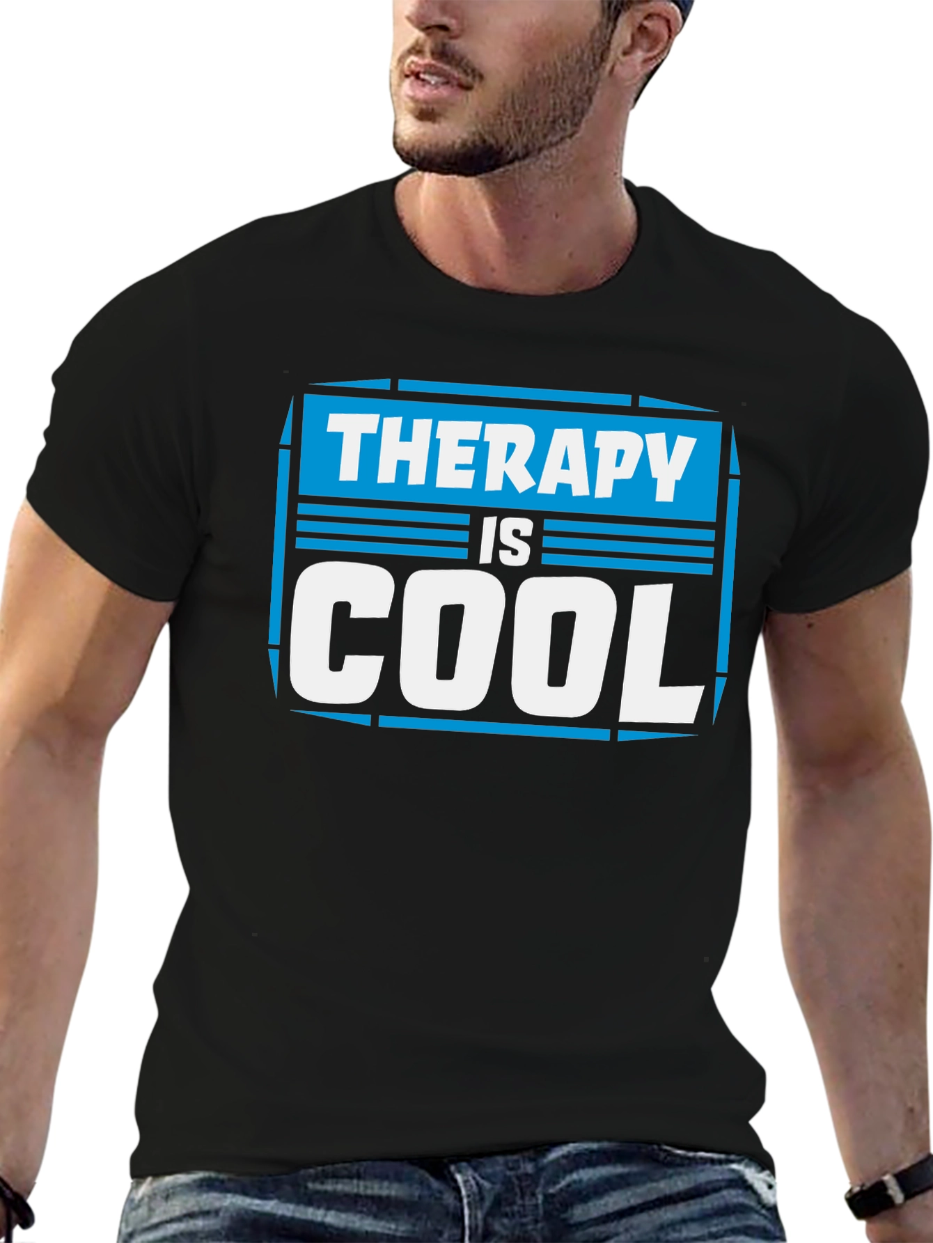 Therapy is Cool Graphic T-Shirt - Black