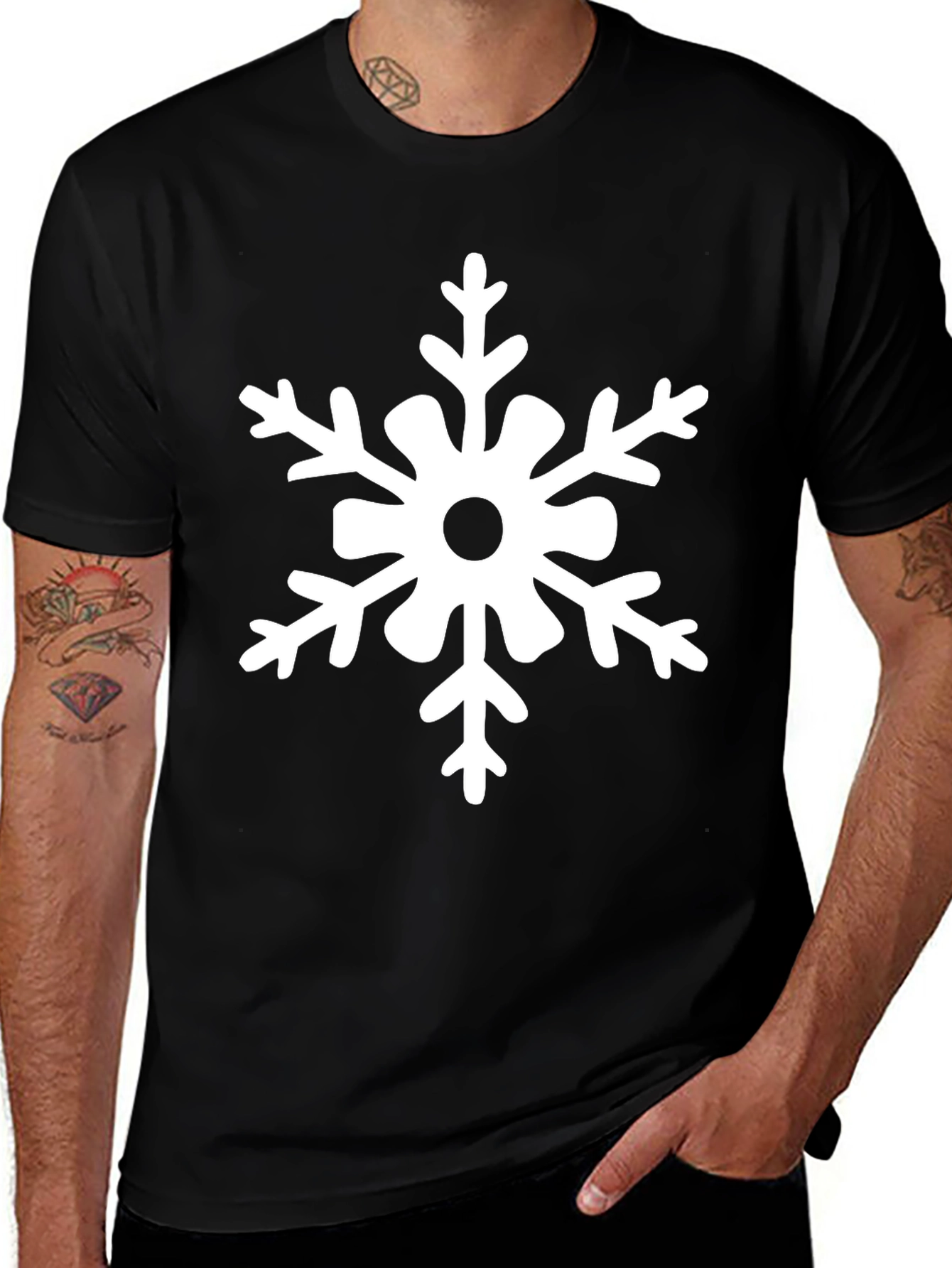 Snowflake Graphic Tee - Black Holiday Shirt