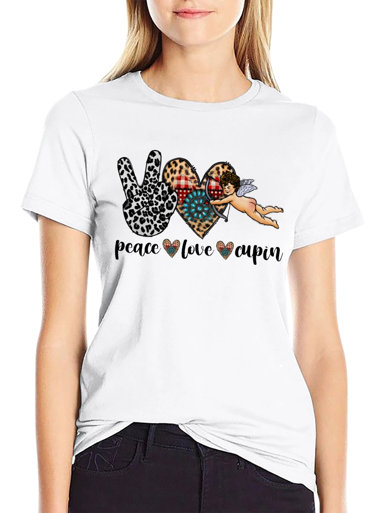 Peace Love Cupid Graphic T-Shirt