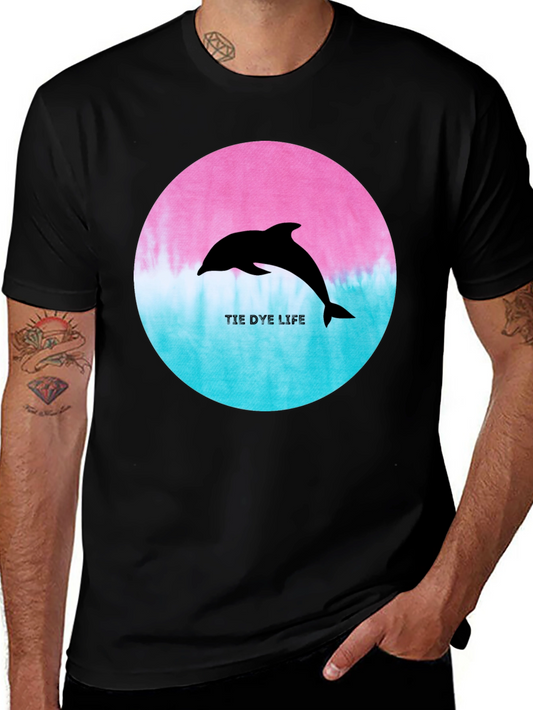 Tie Dye Life Dolphin Graphic Tee - Stylish Comfort