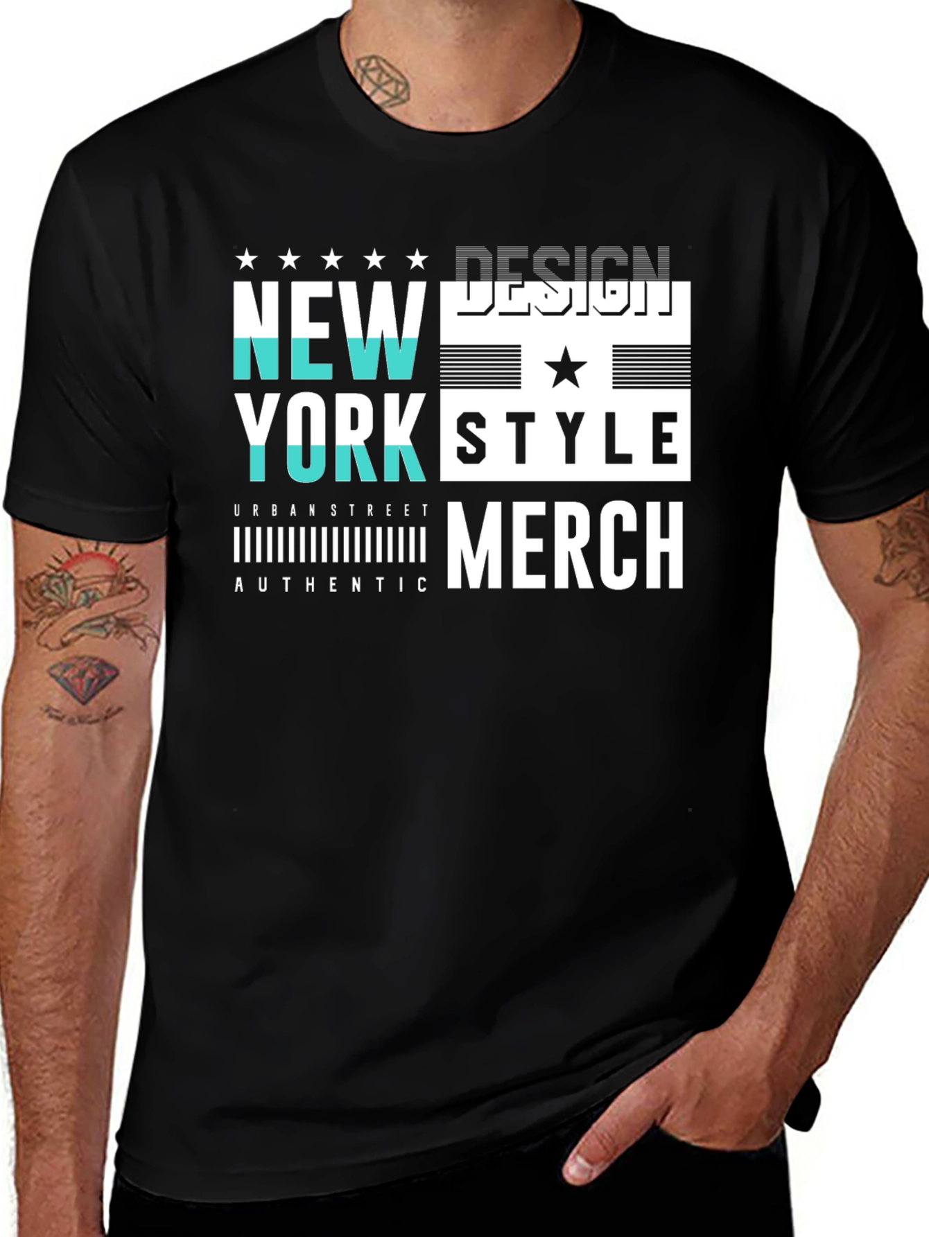 New York Style Graphic Print Black T-Shirt