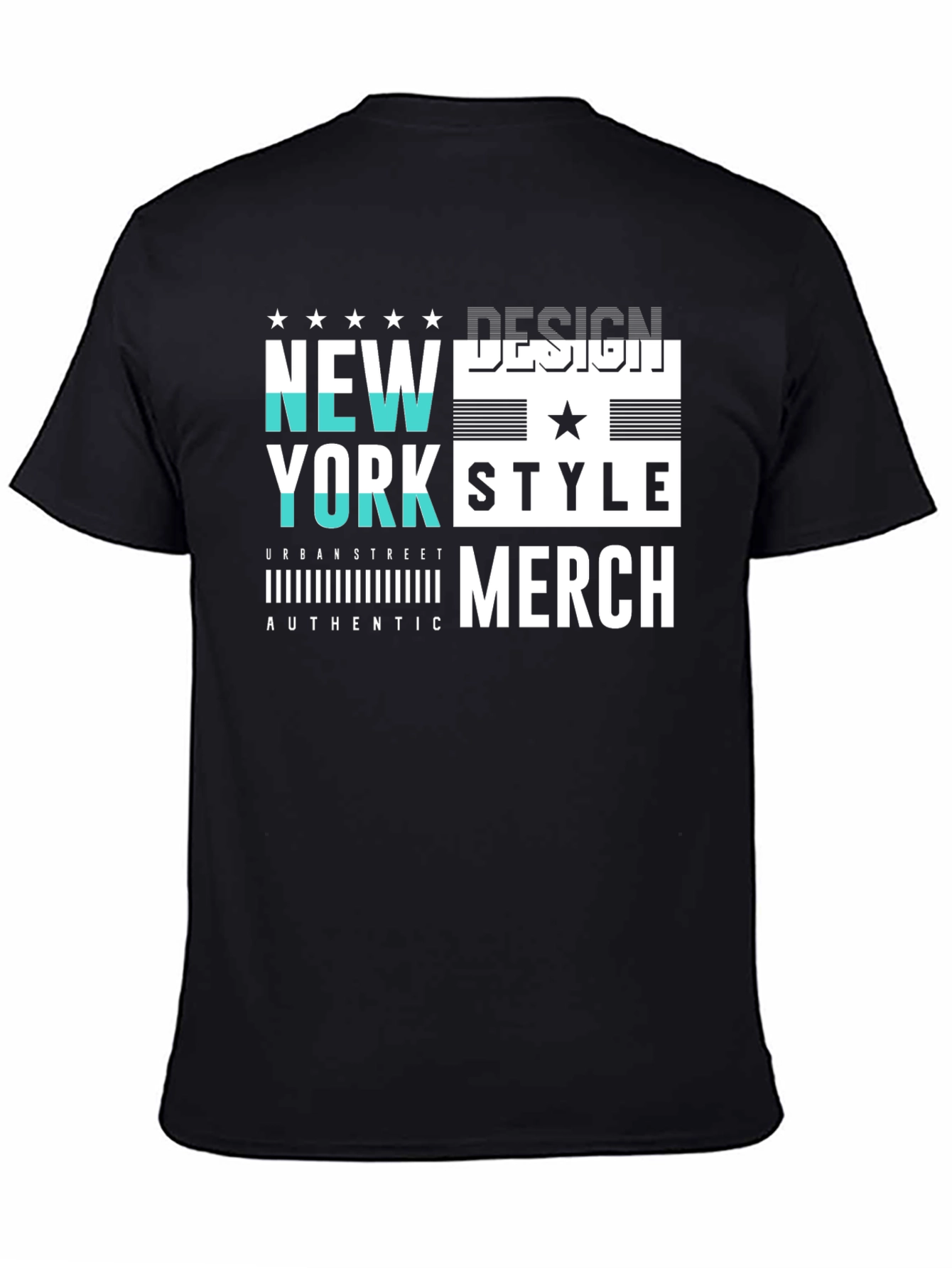 New York Style Graphic Print Black T-Shirt