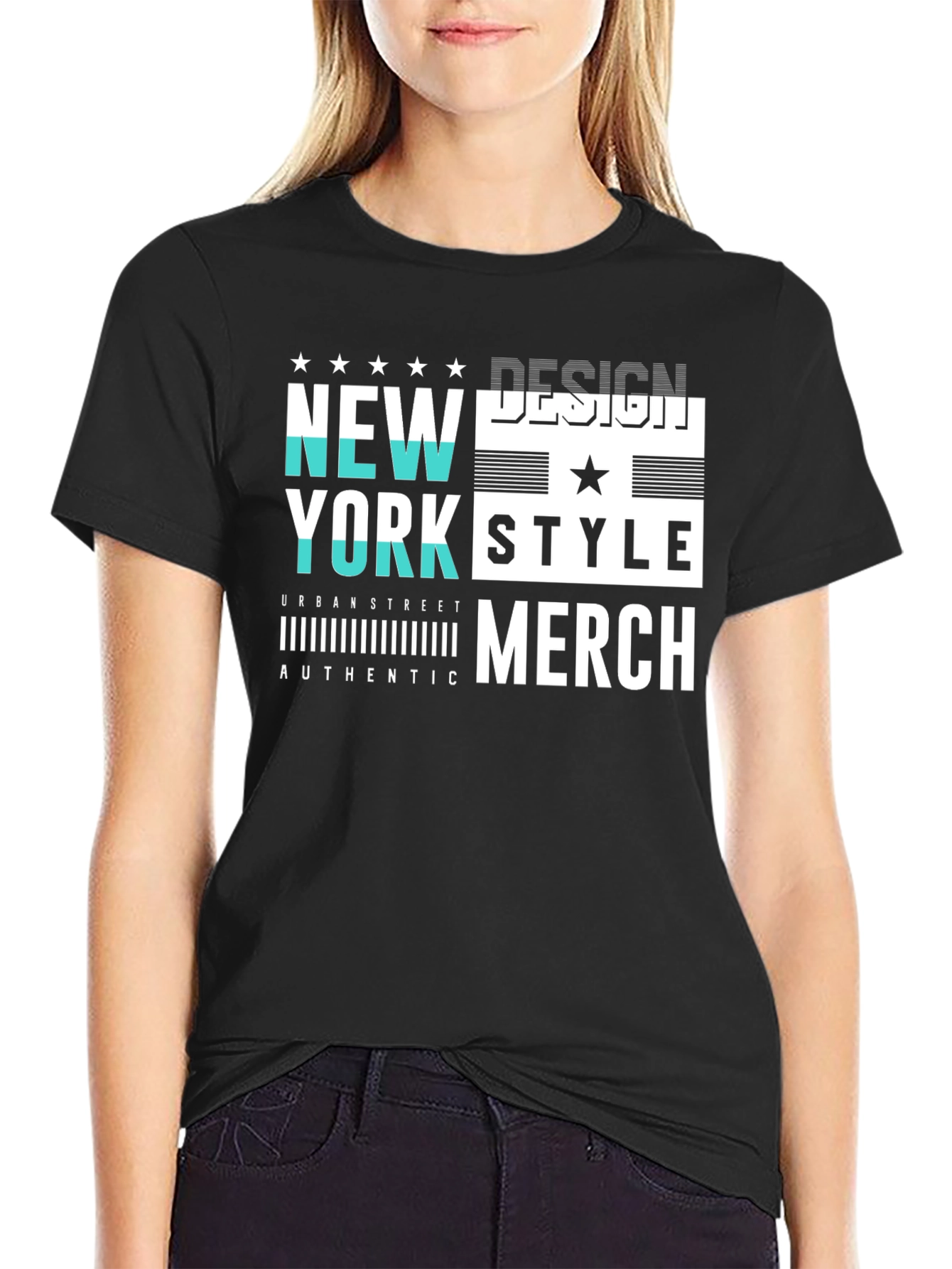 New York Style Graphic Print Black T-Shirt