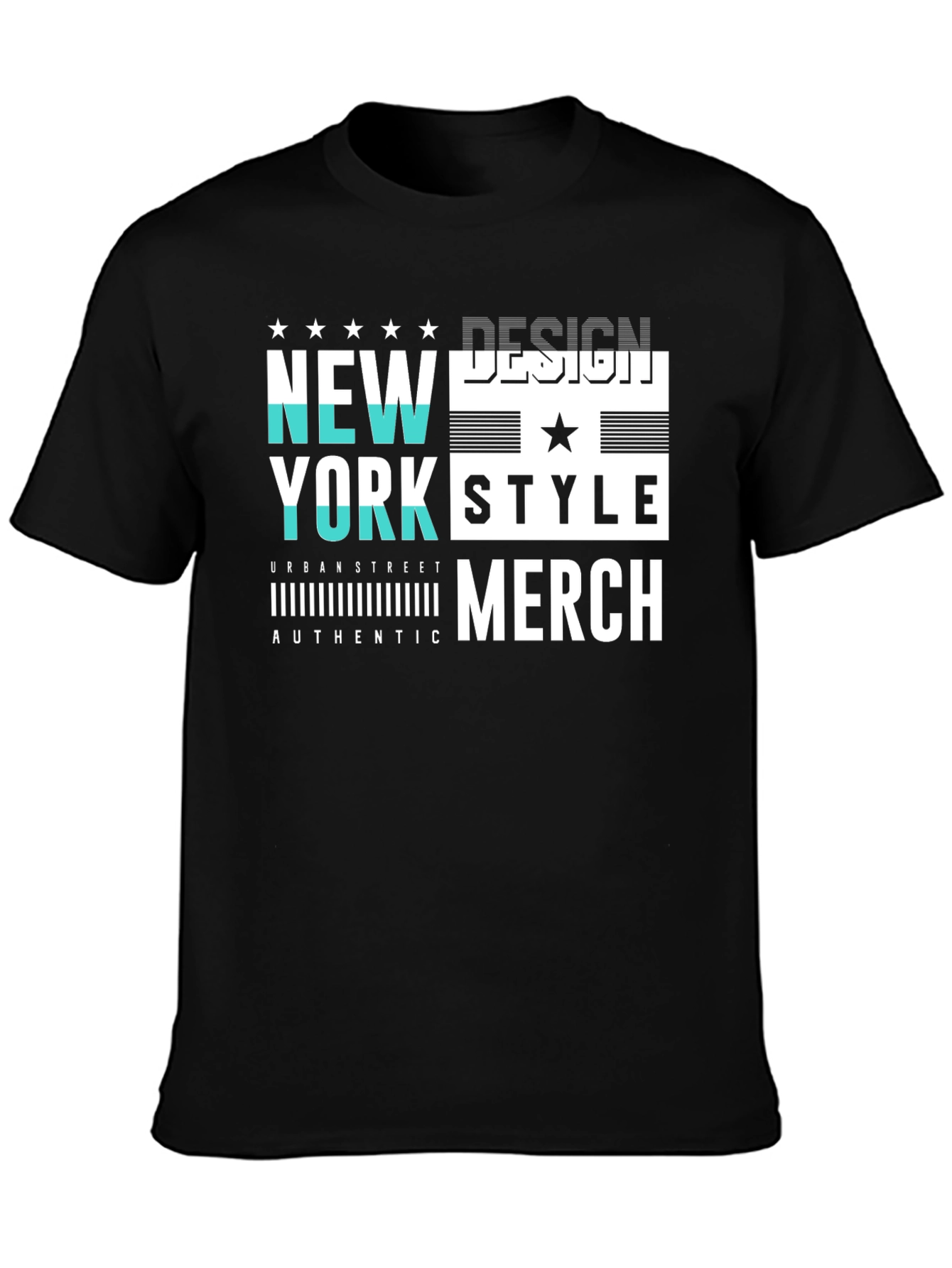 New York Style Graphic Print Black T-Shirt