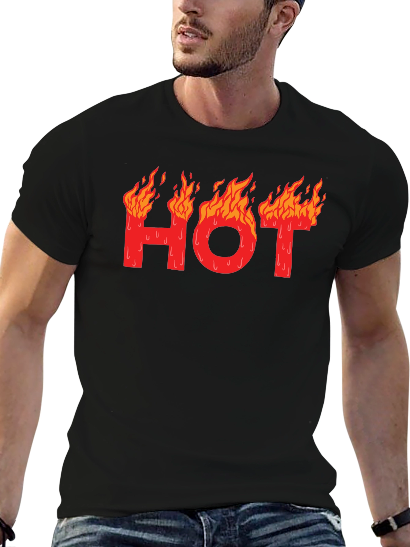 Hot Graphic T-Shirt - Black Cotton Tee