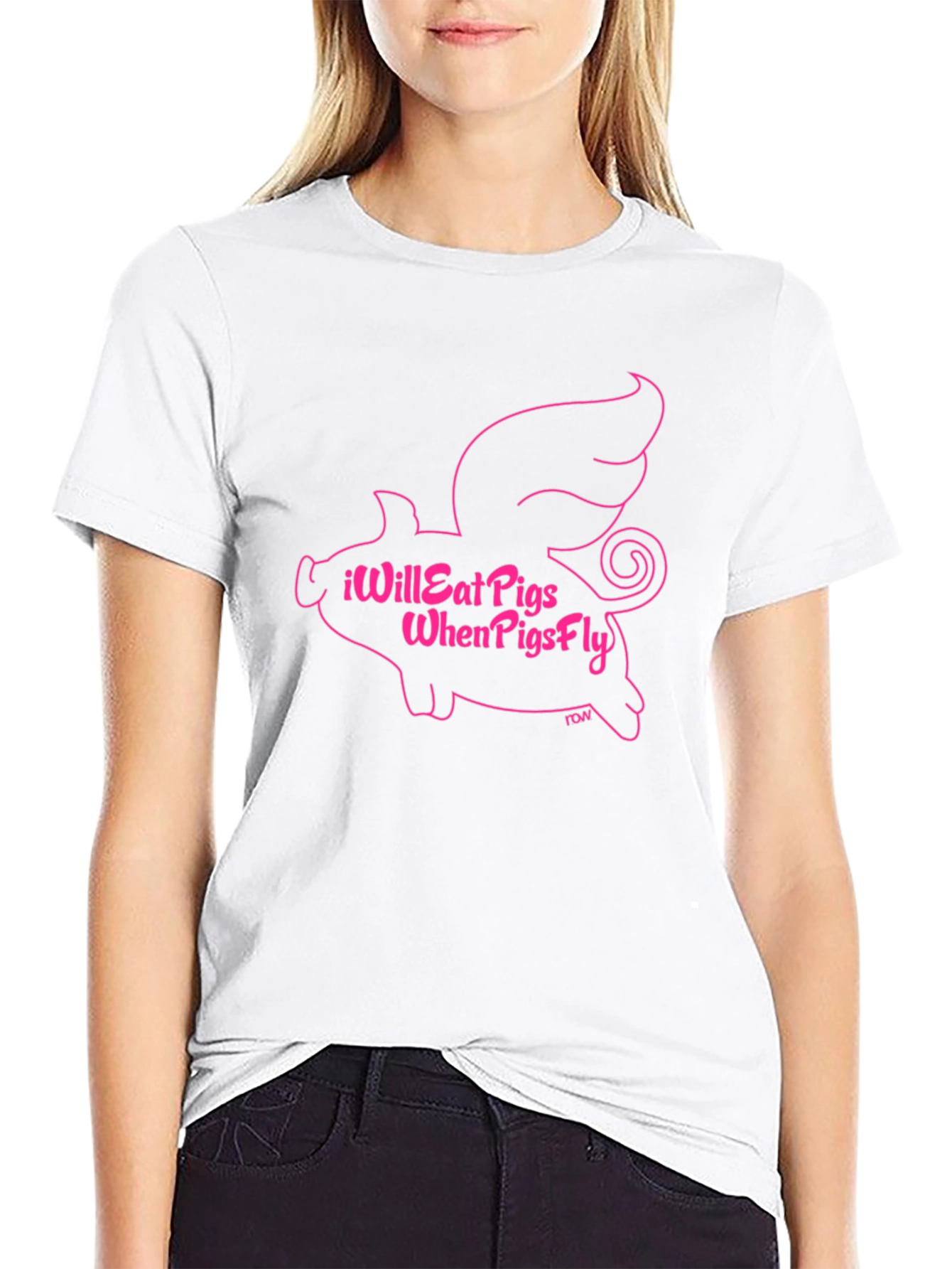 I Will Eat Pigs When Pigs Fly Black T-Shirt