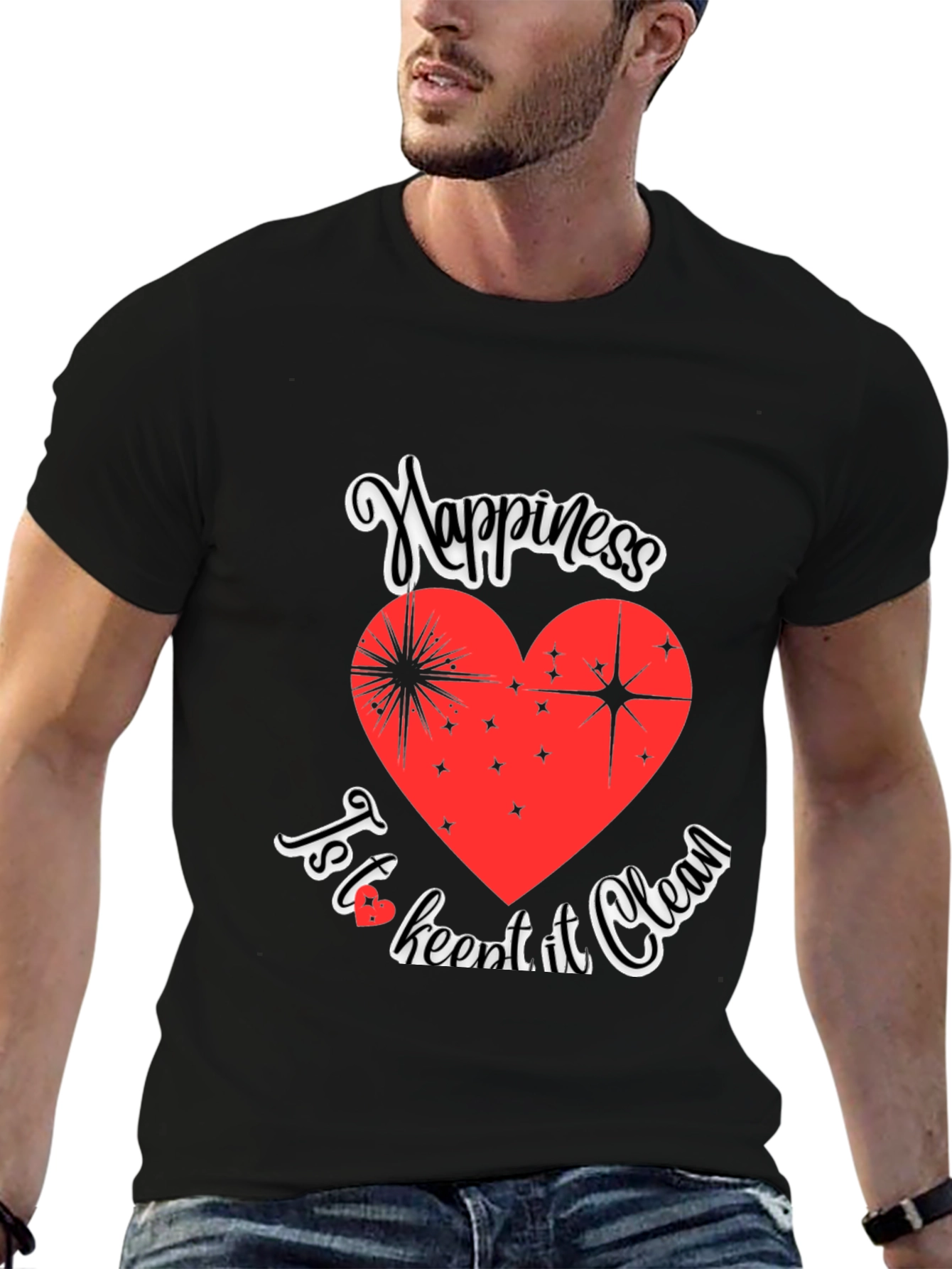Happiness Clean Heart Black Graphic Tee