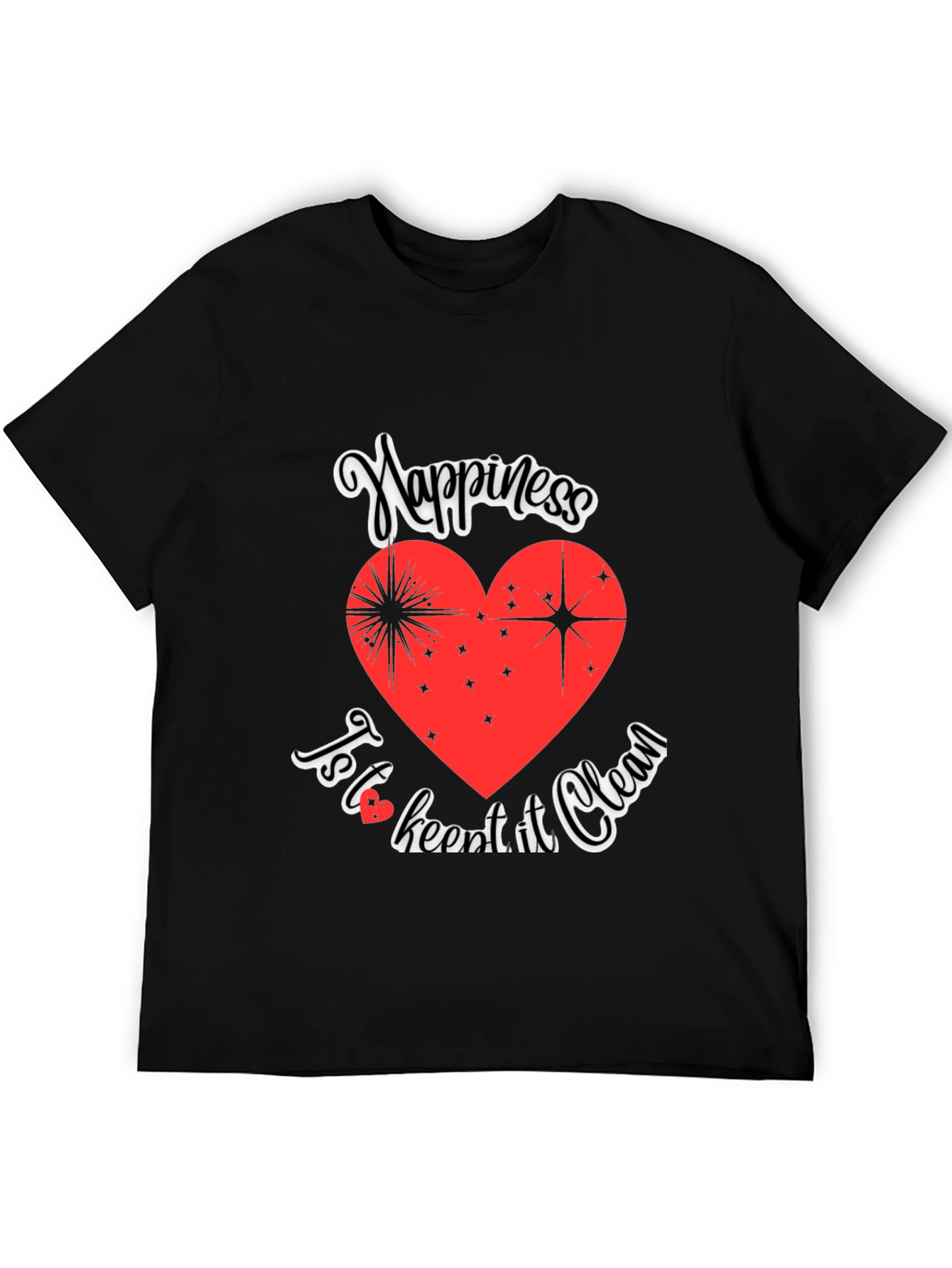 Happiness Clean Heart Black Graphic Tee