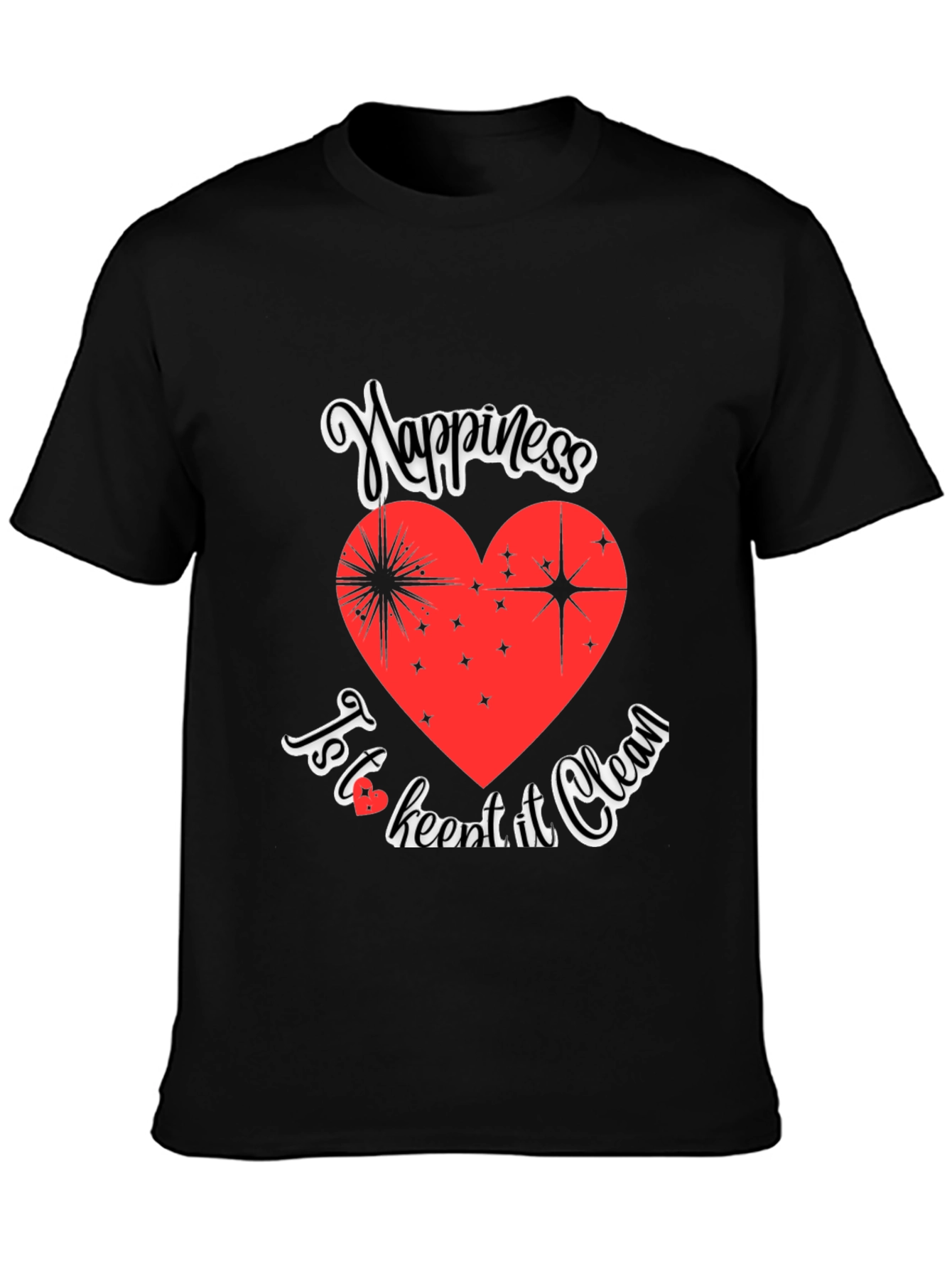 Happiness Clean Heart Black Graphic Tee