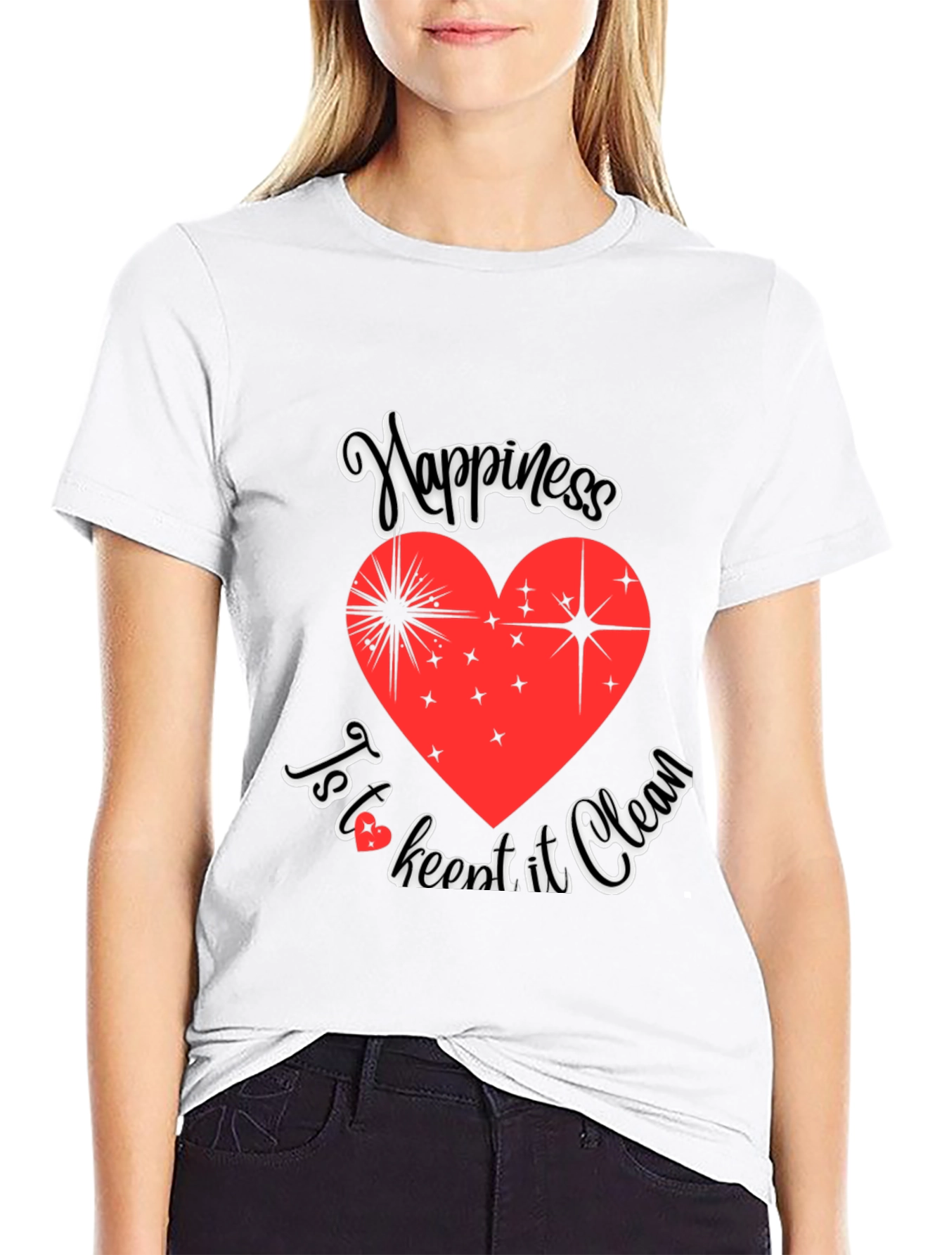 Happiness Clean Heart Black Graphic Tee