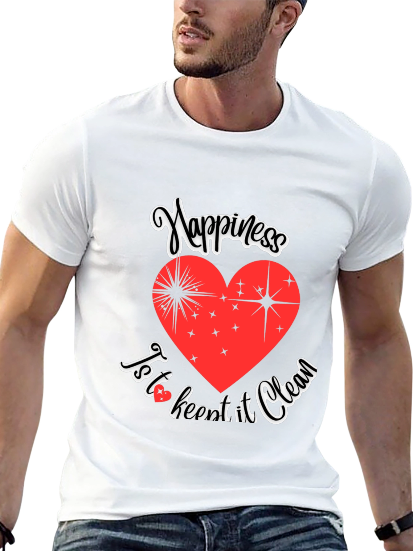 Happiness Clean Heart Black Graphic Tee
